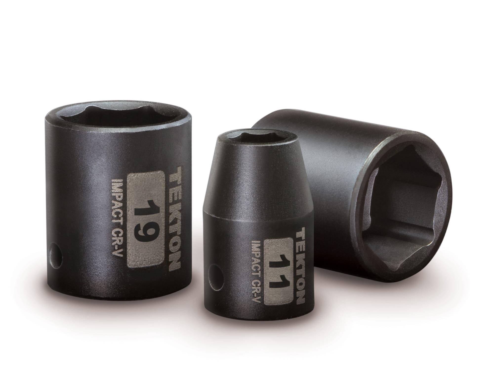 TEKTON 47915 3/8 Inch Drive 6-Point Impact Socket Set, 13-Piece (7-19 mm)