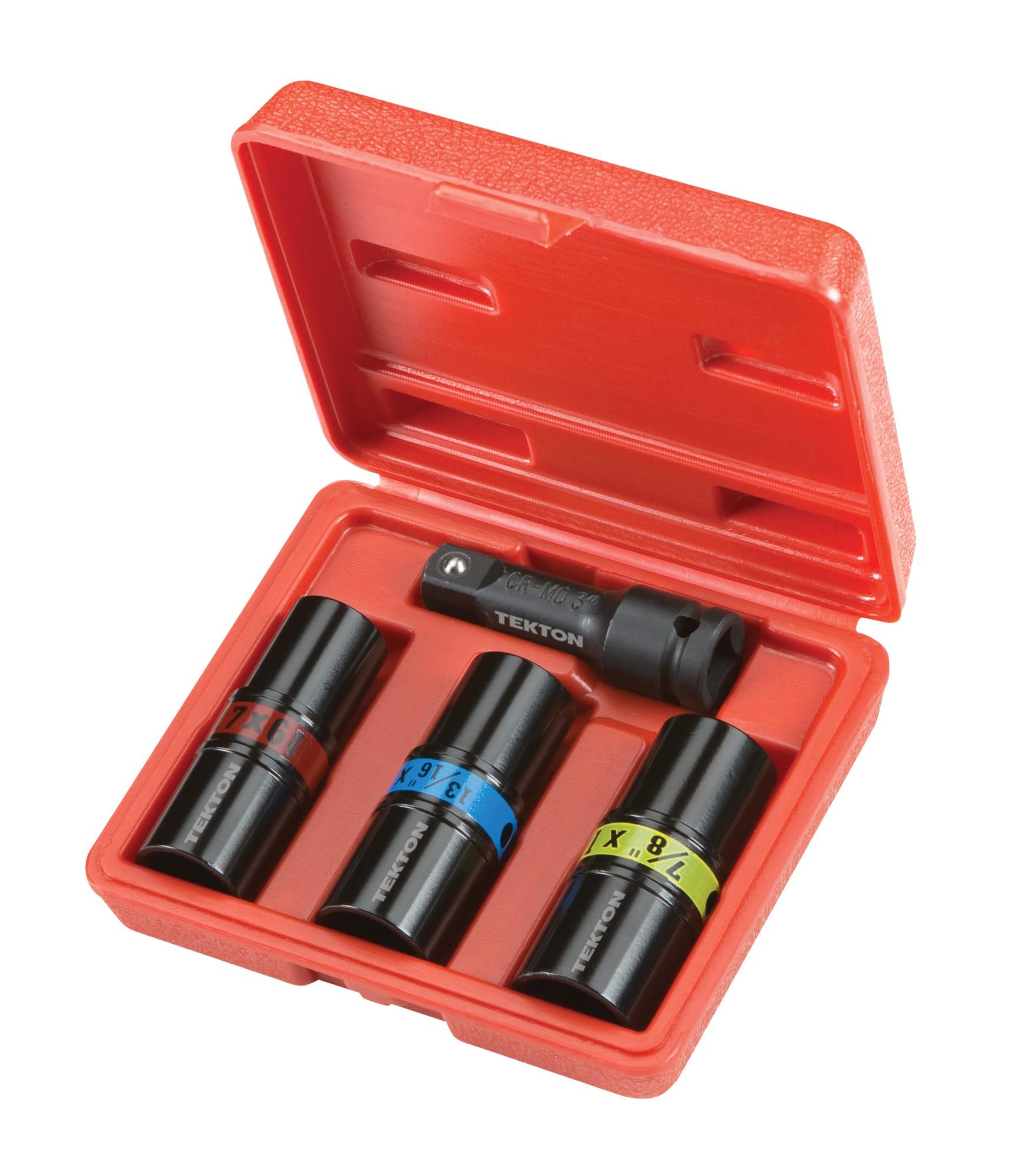 TEKTON 4950 1/2 Inch Drive 6-Point Impact Flip Socket Set (4-Piece)
