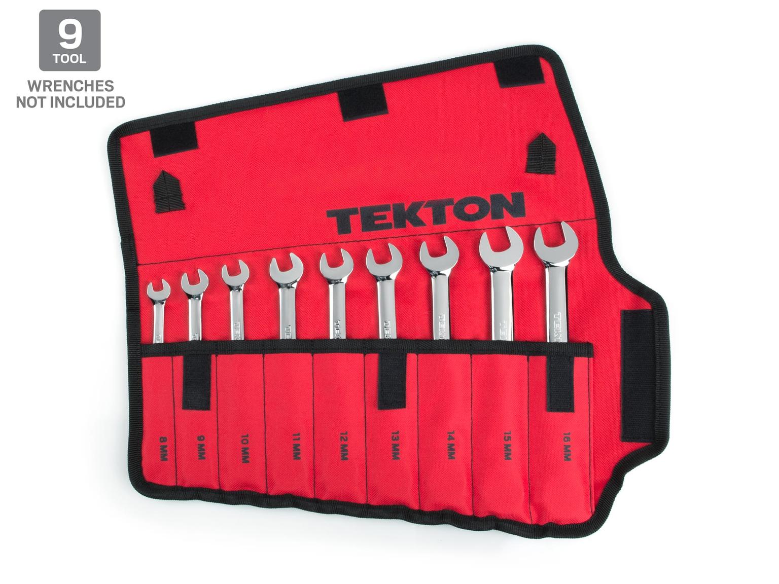TEKTON 95836-T 9-Tool Ratcheting Combination Wrench Pouch (8-16 mm)