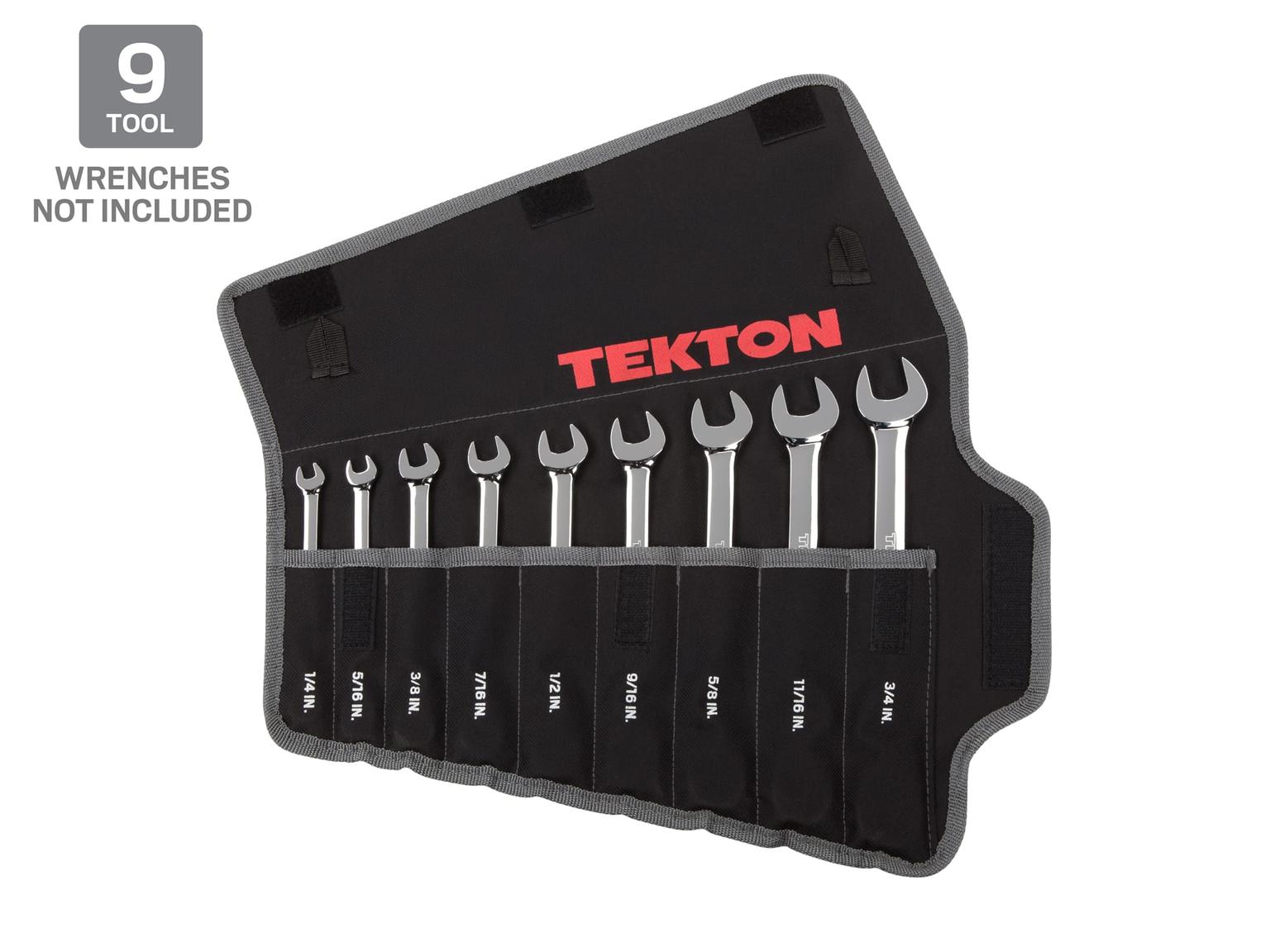 TEKTON 95866-T 9-Tool Ratcheting Combination Wrench Pouch (1/4-3/4 in.)
