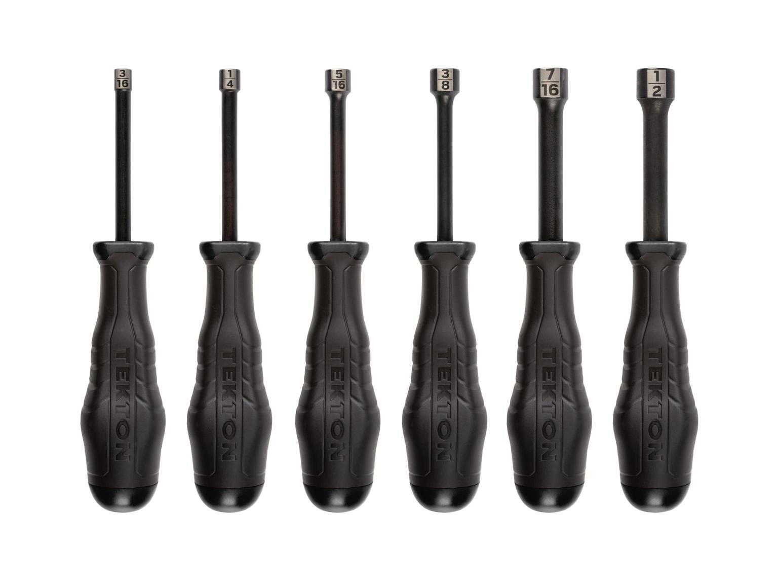 TEKTON DHD91101-T High-Torque Black Oxide Blade Nut Driver Set, 6-Piece (3/16-1/2 in.)