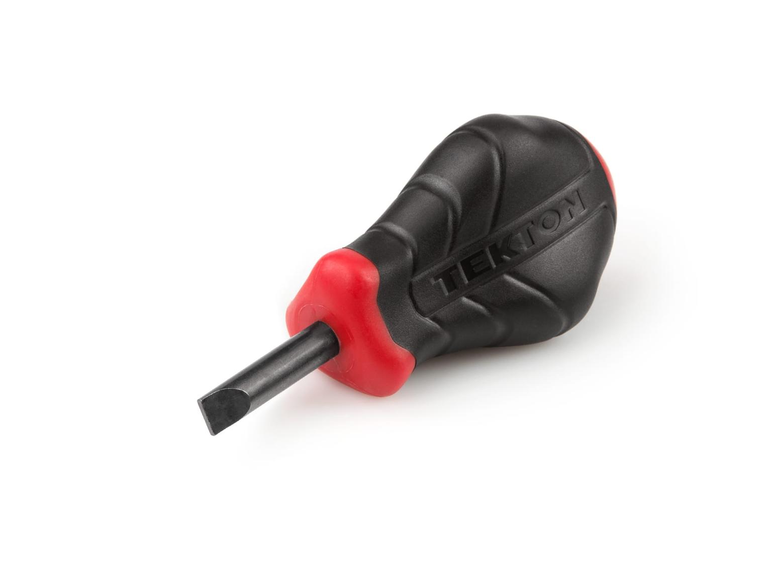 TEKTON DHE10250-T Stubby 1/4 Inch Slotted High-Torque Black Oxide Blade Screwdriver