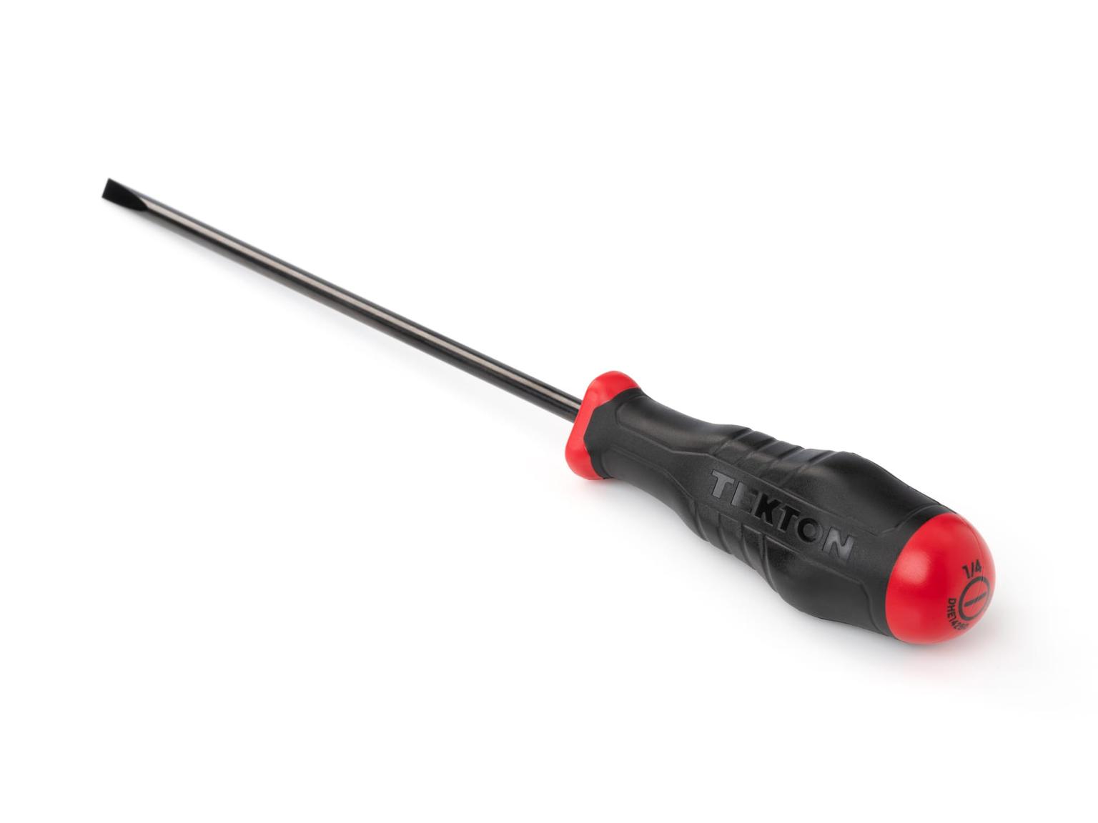 TEKTON DHE14250-T Long 1/4 Inch Slotted High-Torque Black Oxide Blade Screwdriver