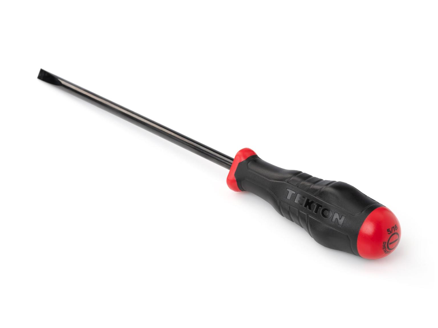 TEKTON DHE14313-T Long 5/16 Inch Slotted High-Torque Black Oxide Blade Screwdriver