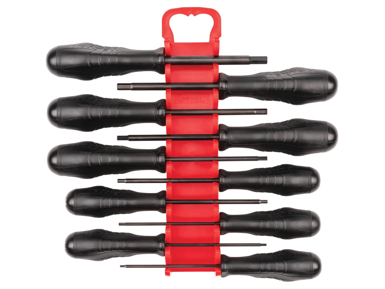 TEKTON DHX92101-T Hex High-Torque Black Oxide Blade Screwdriver Set with Holder, 10-Piece (5/64-5/16 in.)