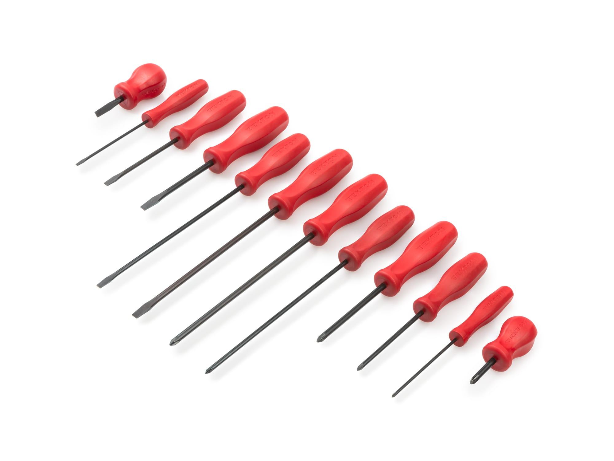 TEKTON DRV40120-D Hard-Handle Black Oxide Blade Screwdriver Set, 12-Piece (#0-#2, 1/8-1/4 in.)