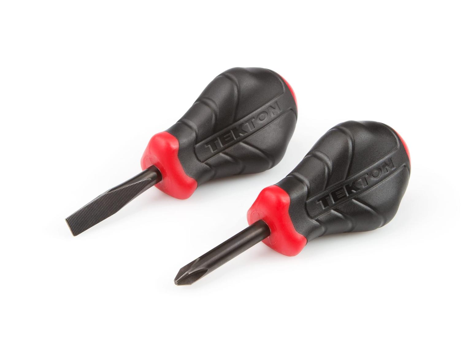 TEKTON DRV41208-T Stubby High-Torque Black Oxide Blade Screwdriver Set, 2-Piece (#2, 1/4 in.)