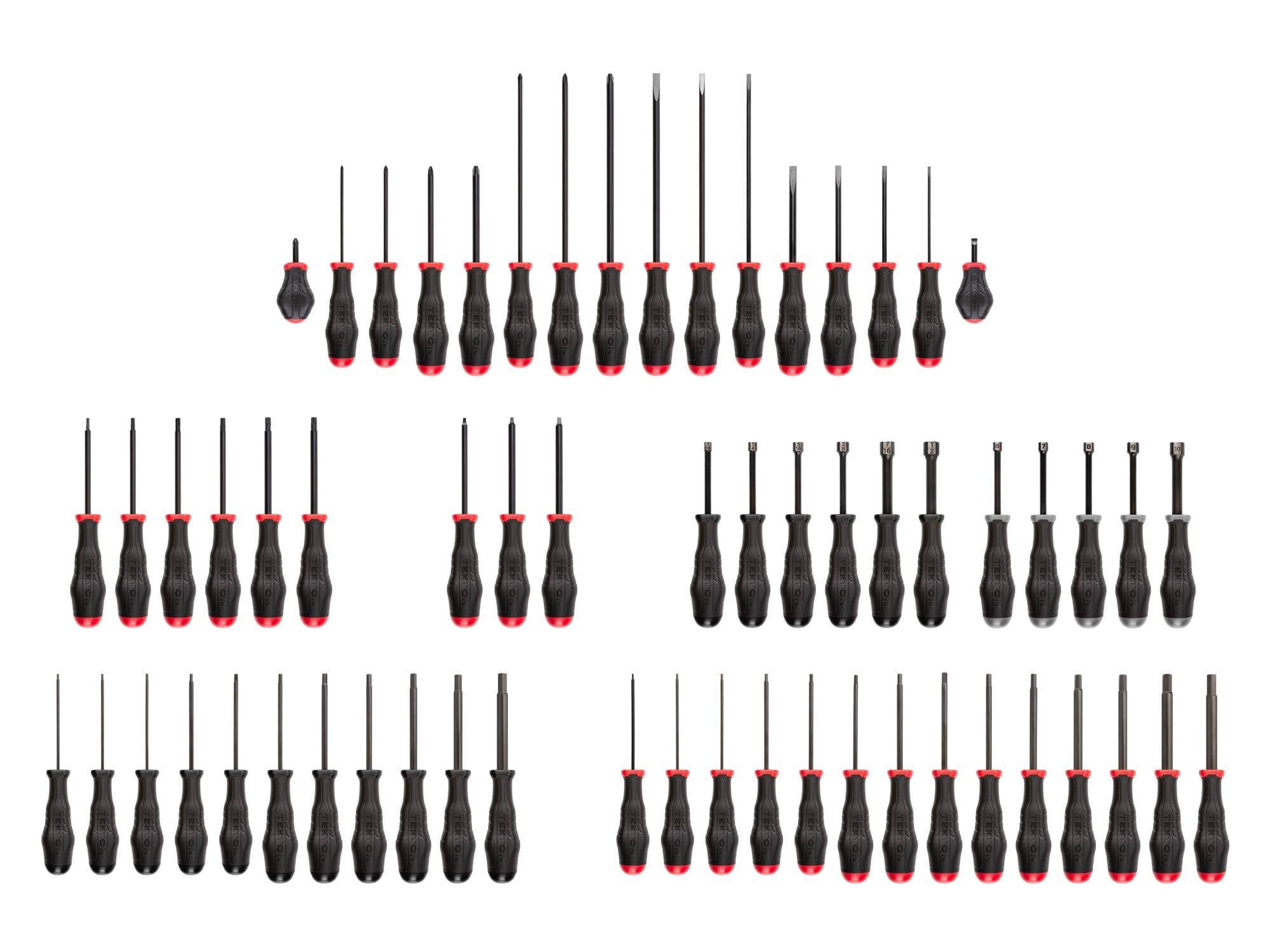 TEKTON DRV41237-T High-Torque Black Oxide Blade Screwdriver and Nut Driver Set (61-Piece)