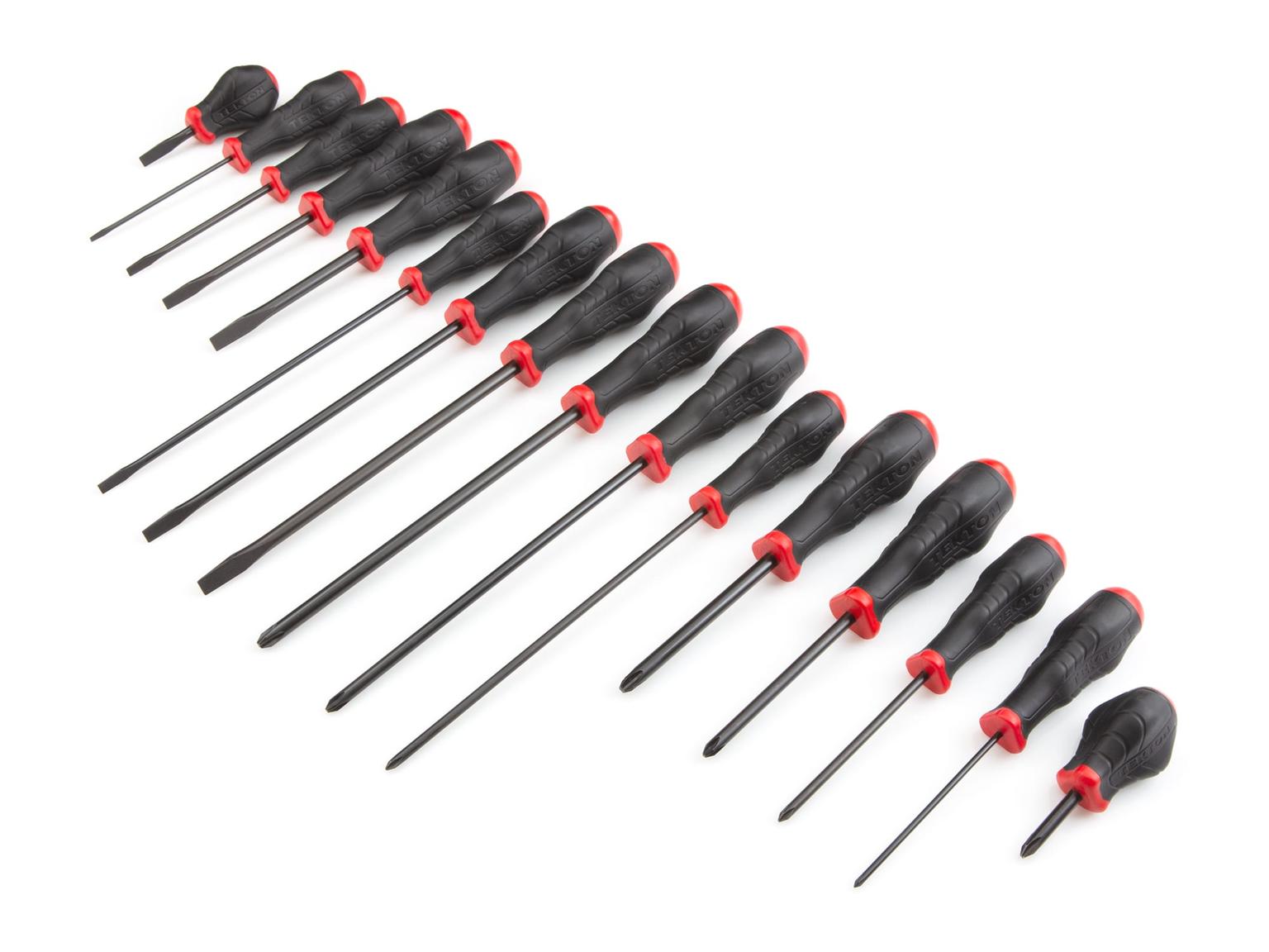 TEKTON DRV41504-T High-Torque Black Oxide Blade Screwdriver Set, 16-Piece (#0-#3, 1/8-5/16 in.) with Holder