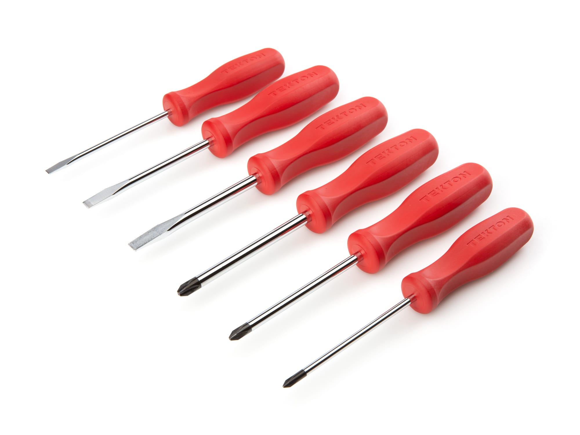 TEKTON DRV42006-D Hard-Handle Screwdriver Set, 6-Piece (#1-#3, 3/16-5/16 in.)