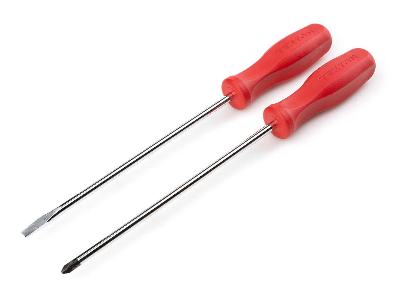 TEKTON DRV42013-T Long Hard-Handle Screwdriver Set, 2-Piece (#2, 1/4 in.)