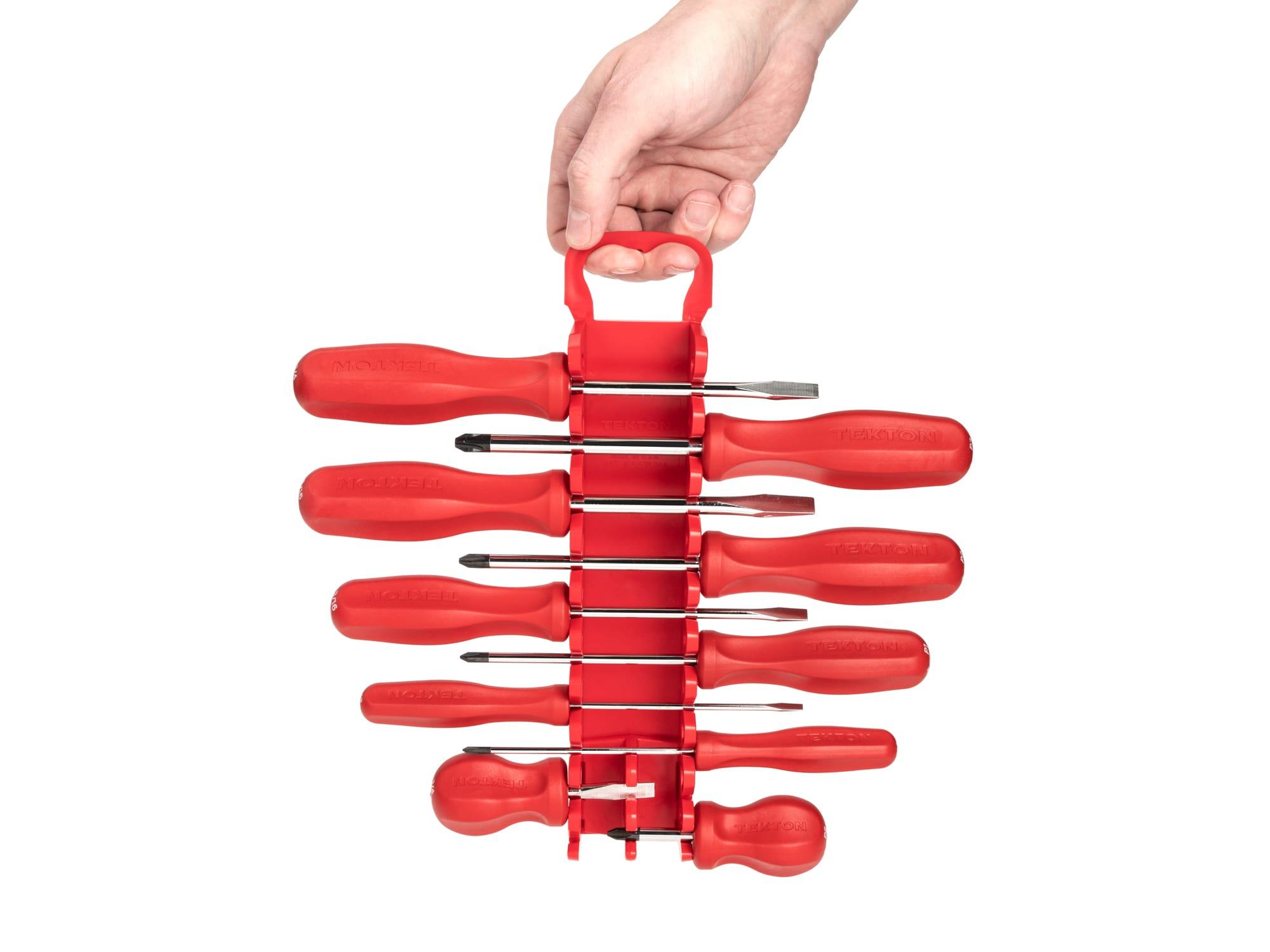 TEKTON DRV42021-T Hard Handle Screwdriver Set, 10-Piece (#0-#3, 1/8-5/16 in.) with Holder