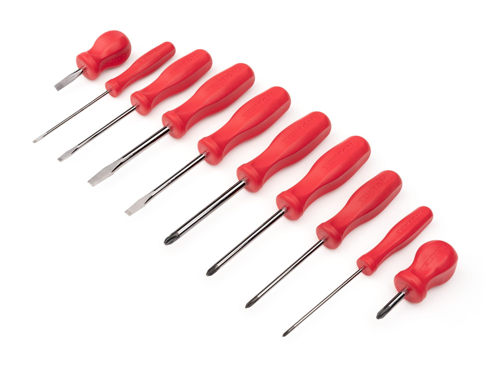 TEKTON DRV42022-T Hard Handle Screwdriver Set, 10-Piece (#0-#3, 1/8-5/16 in.)
