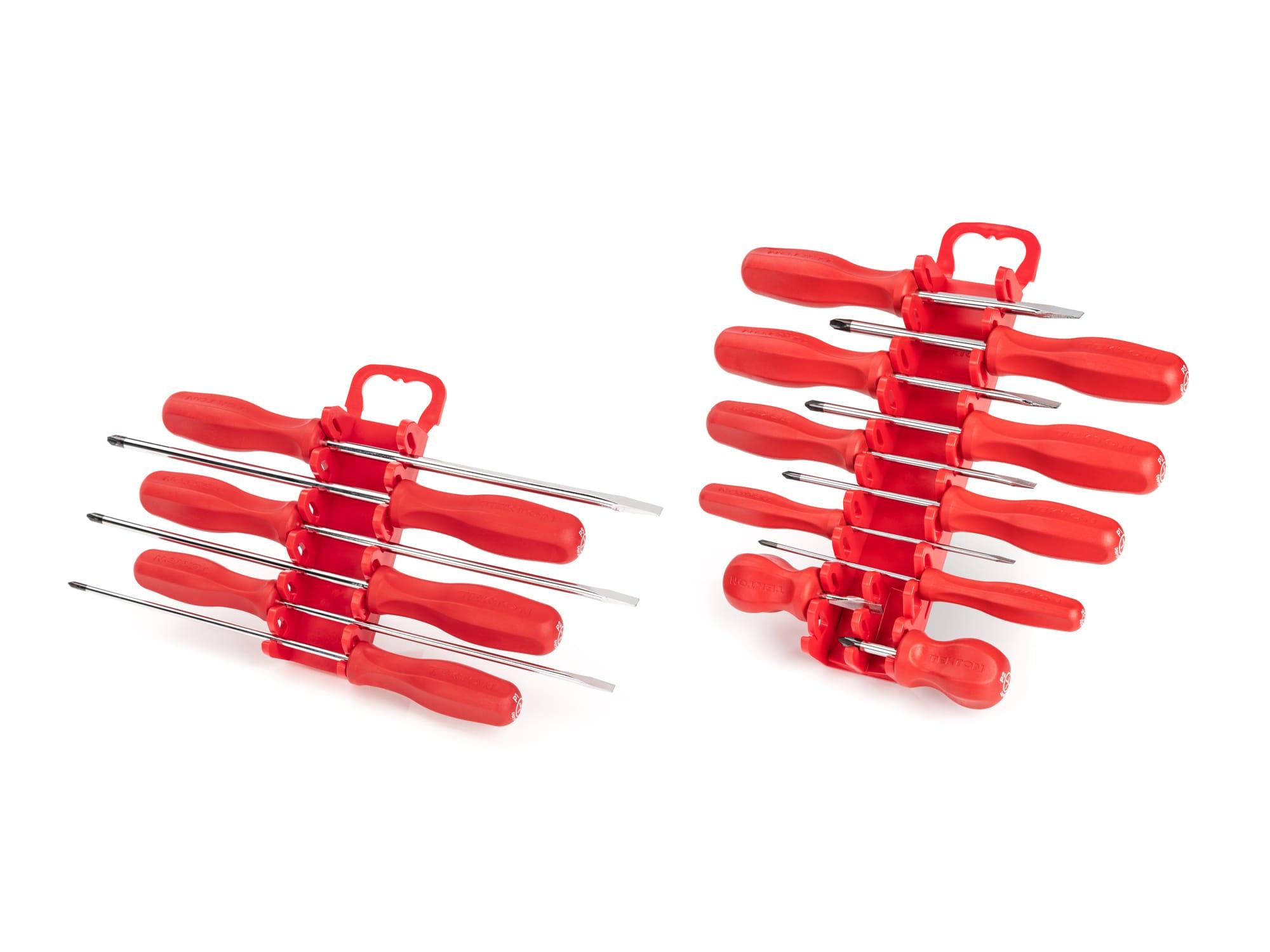 TEKTON DRV42504-T Hard Handle Screwdriver Set, 16-Piece (#0-#3, 1/8-5/16 in.) with Holder