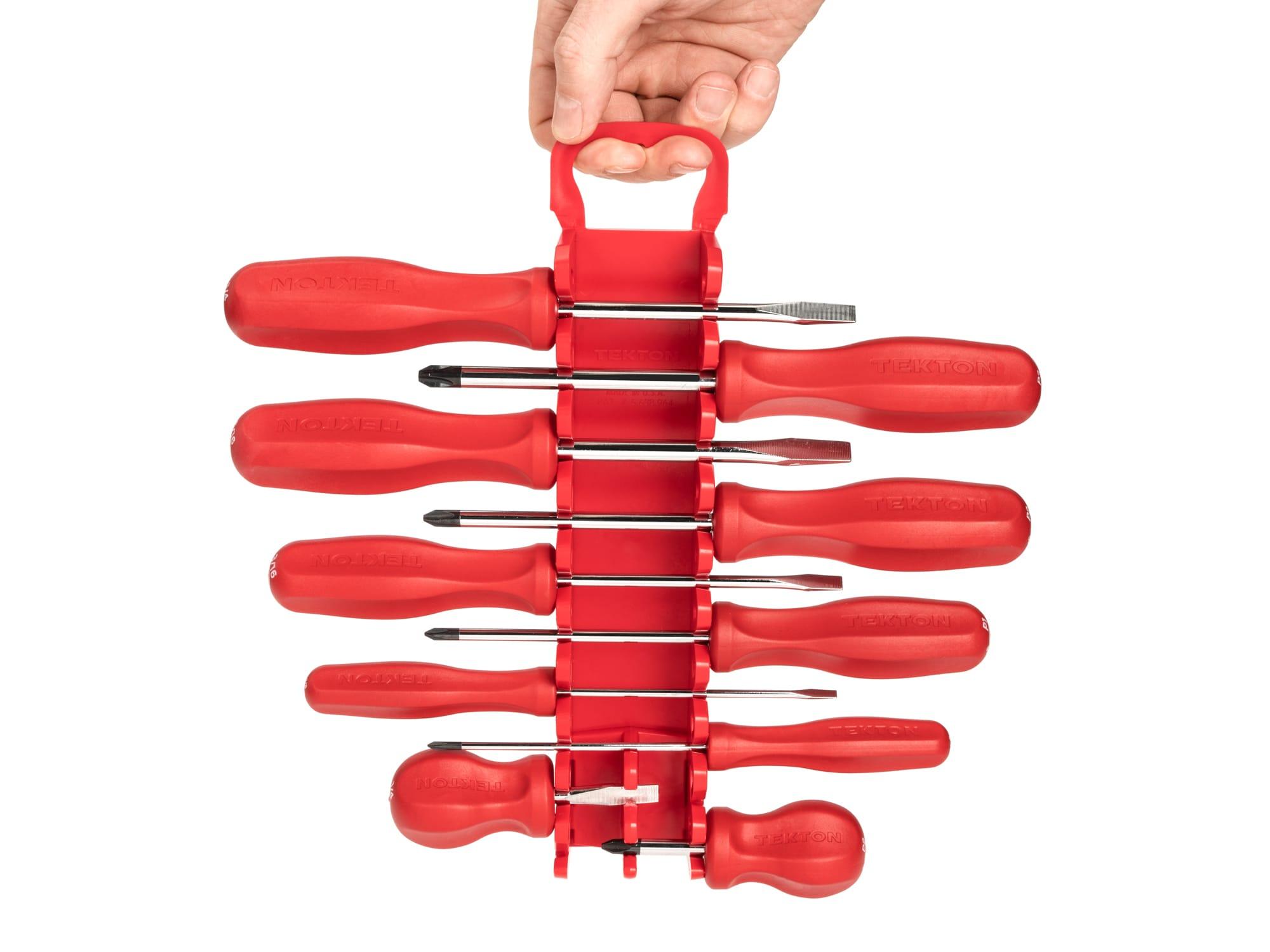 TEKTON DRV42504-T Hard Handle Screwdriver Set, 16-Piece (#0-#3, 1/8-5/16 in.) with Holder