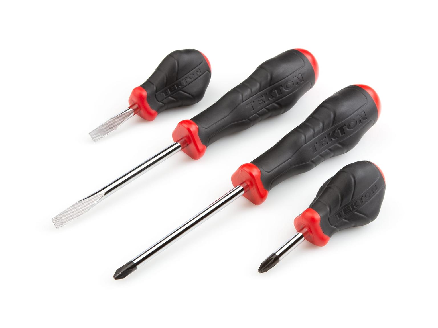 TEKTON DRV43003-D High-Torque Chrome Blade Screwdriver Set, 4-Piece (#2, 1/4 in.)