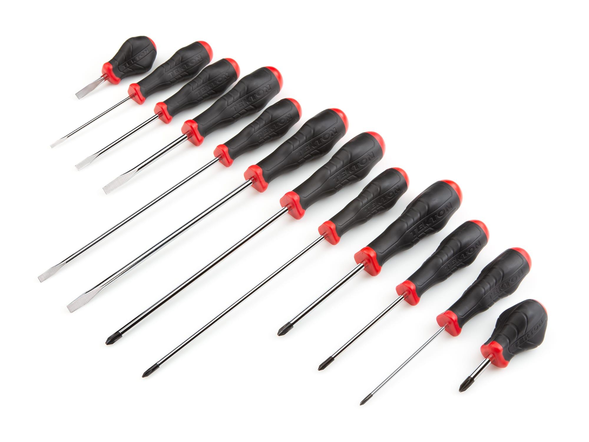 TEKTON DRV43007-D High-Torque Chrome Blade Screwdriver Set, 12-Piece (#0-#2, 1/8-1/4 in.)