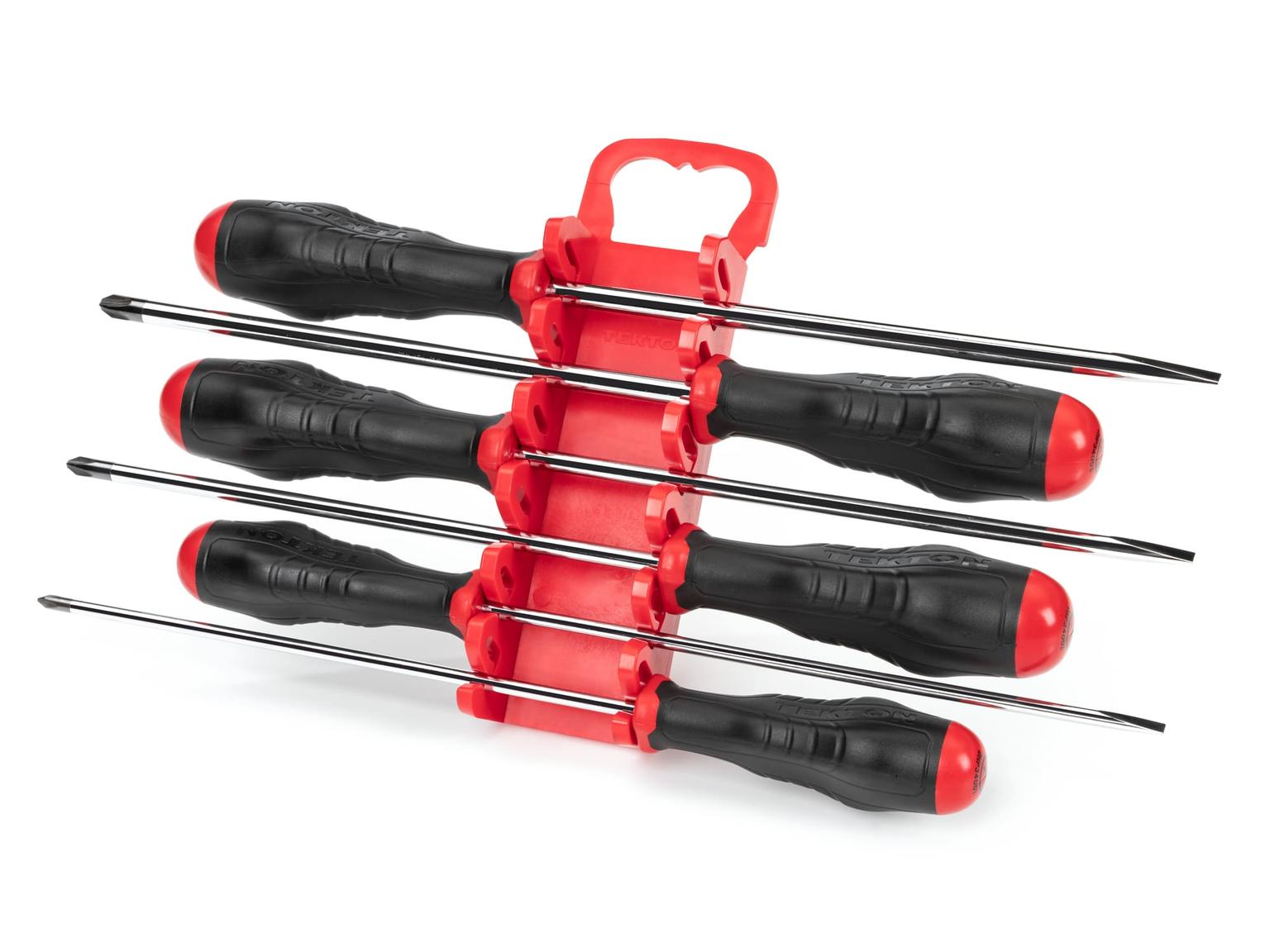 TEKTON DRV43506-T Long High-Torque Screwdriver Set with Holder, 6-Piece (#1-#3, 3/16-5/16 in.)