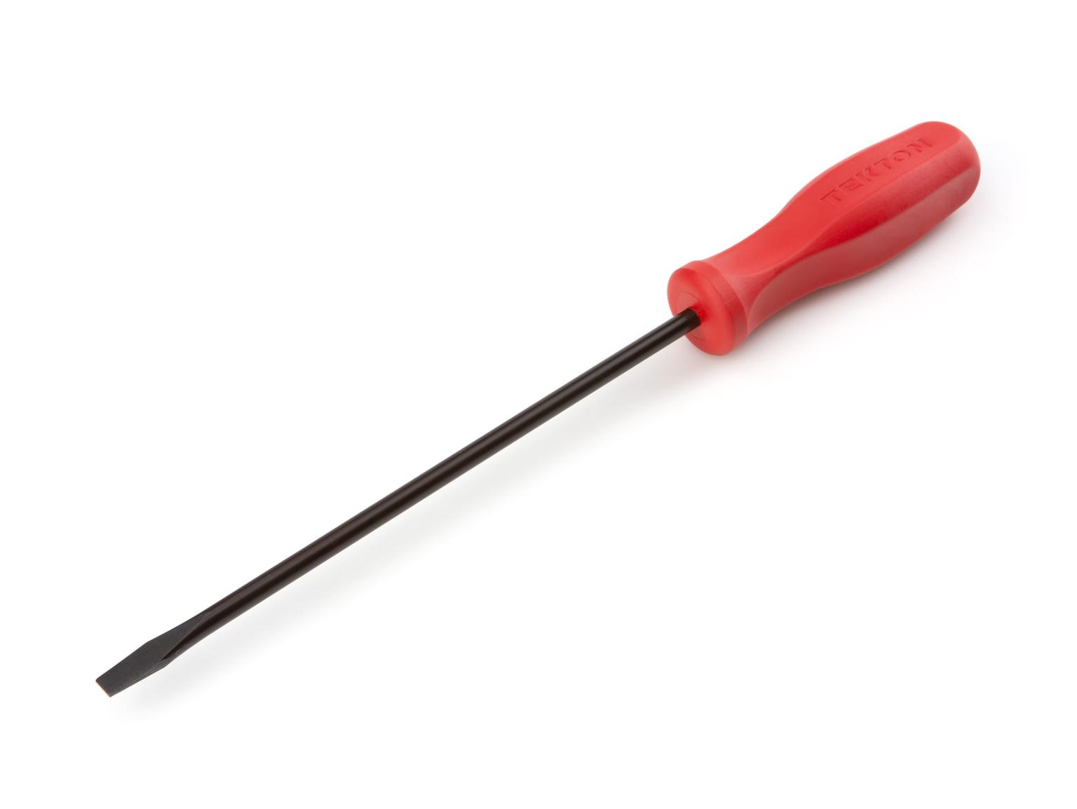 TEKTON DSS14250-T Long 1/4 Inch Slotted Hard Handle Screwdriver (Black Oxide Blade)