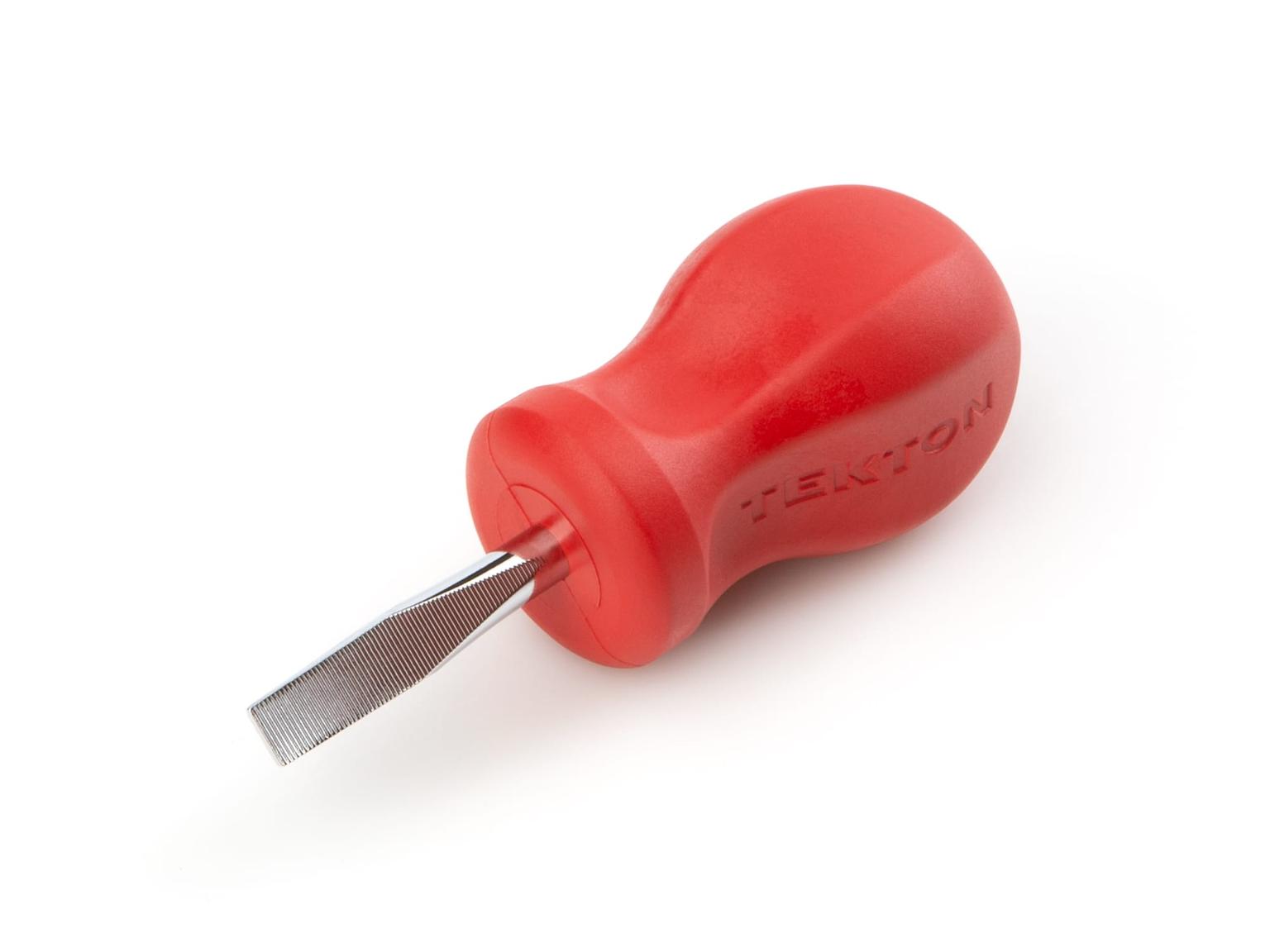 TEKTON DSS30250-T Stubby 1/4 Inch Slotted Hard Handle Screwdriver