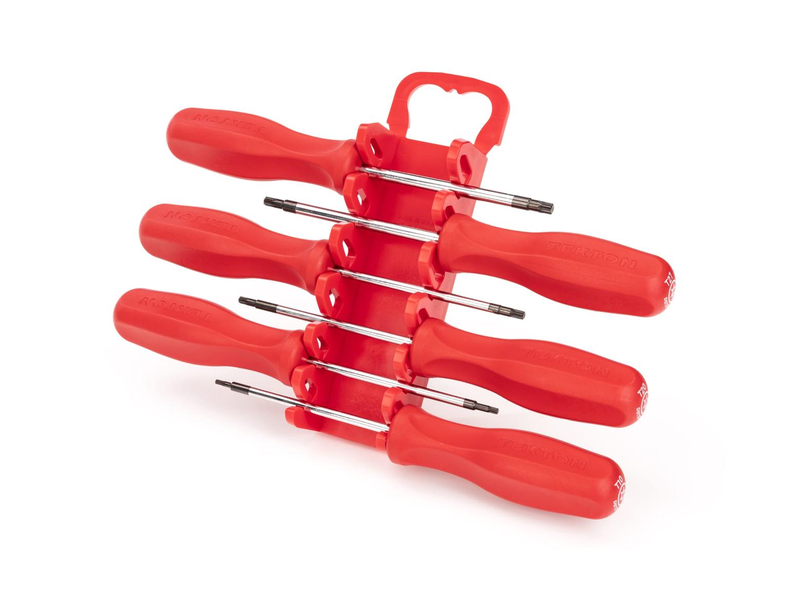 TEKTON DST94001-T Torx Hard Handle Screwdriver Set, 6-Piece (T10-T30) with Holder