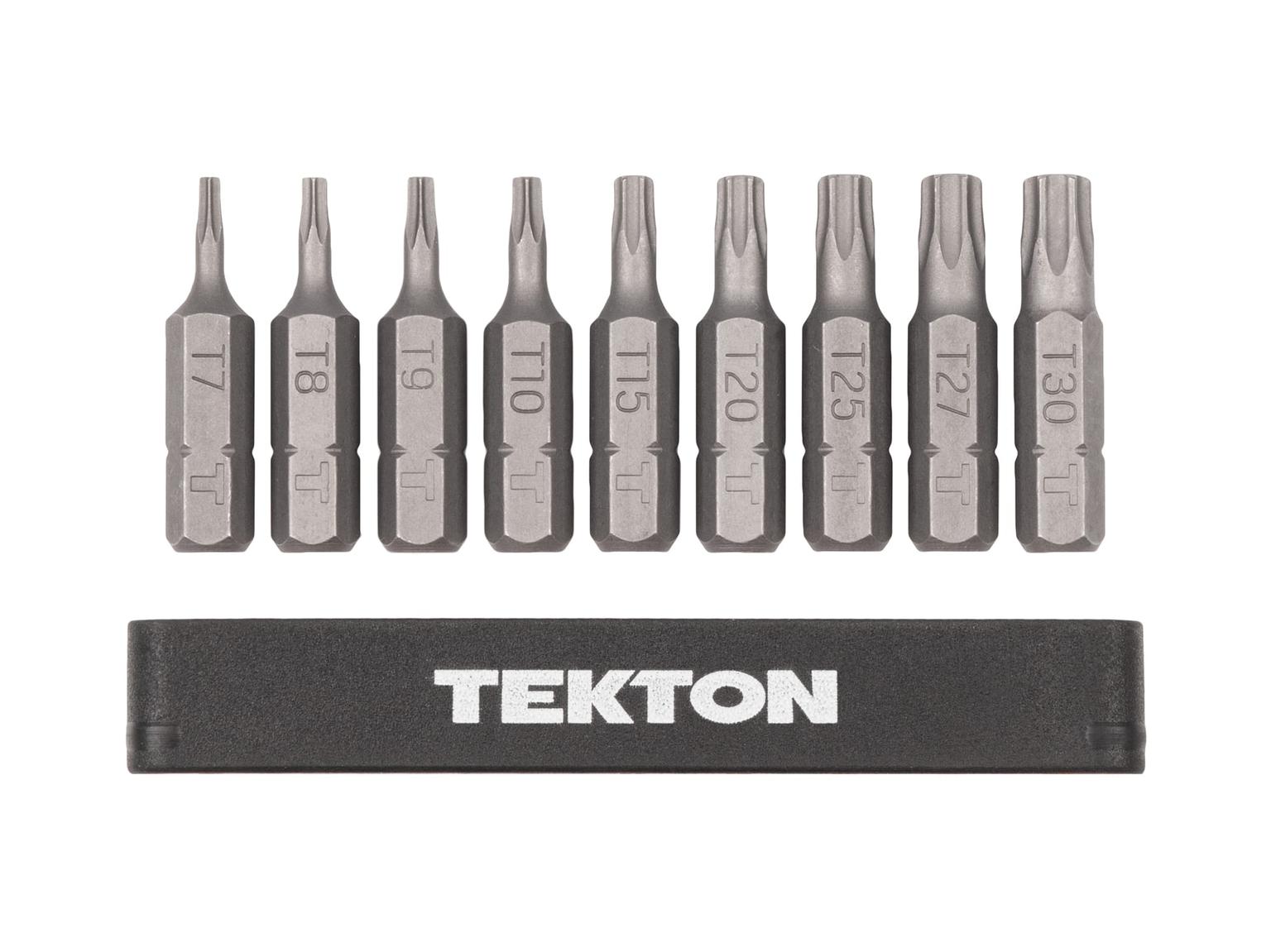 TEKTON DZT93001-T 1/4 Inch Star Bit Set with Rail, 9-Piece (T7-T30)