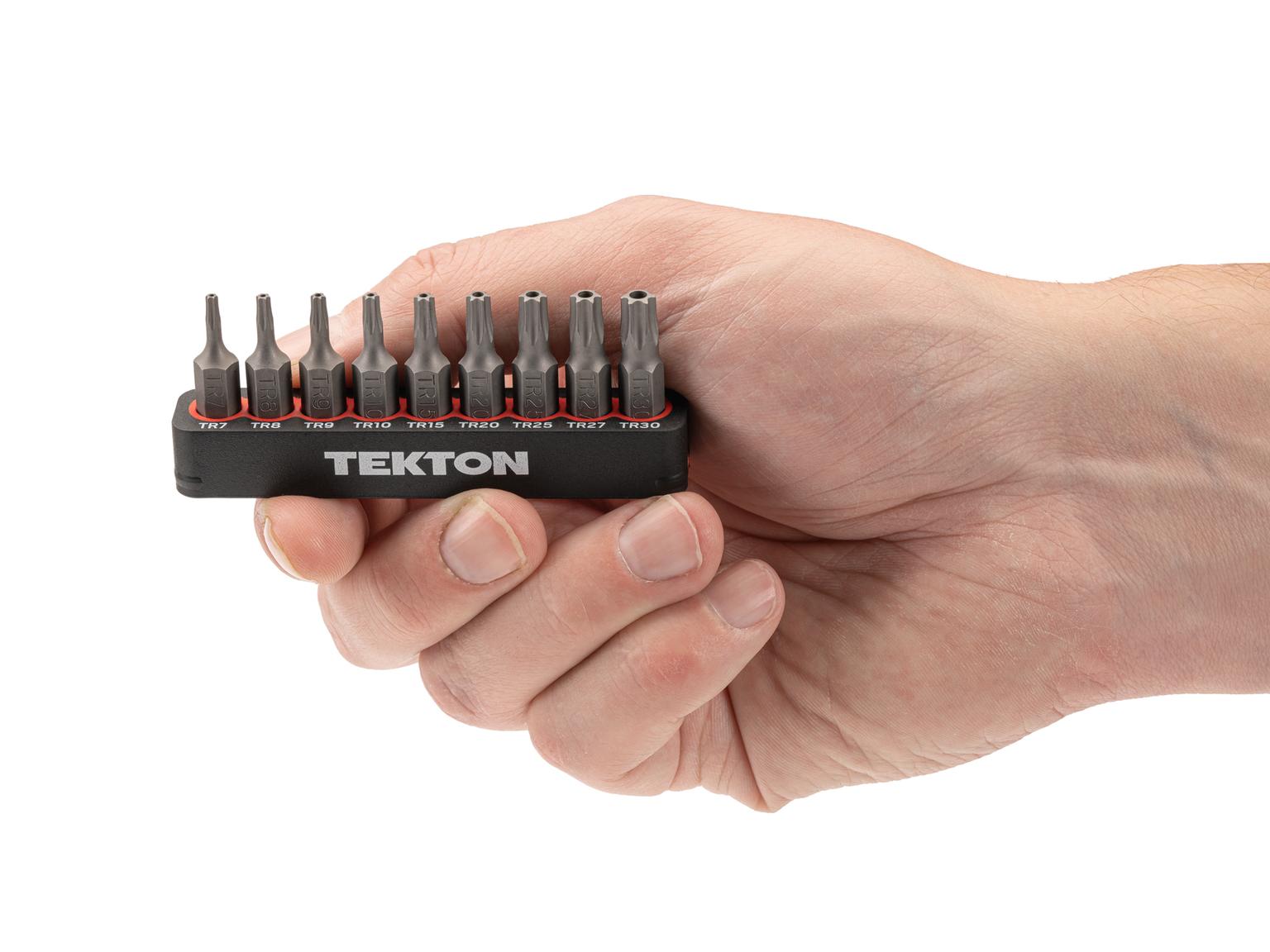 TEKTON DZT93002-T 1/4 Inch Star Security Bit Set with Rail, 9-Piece (TR7-TR30)