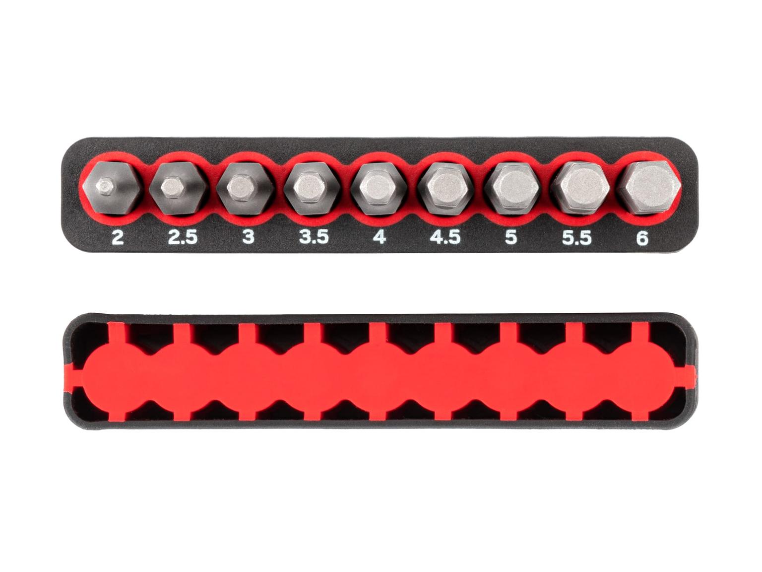 TEKTON DZX93002-T 1/4 Inch Metric Hex Bit Set with Rail, 9-Piece (2-6 mm)