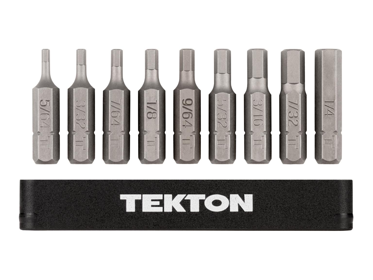 TEKTON DZX93003-T 1/4 Inch Hex Security Bit Set with Rail, 9-Piece (5/64-1/4 in.)