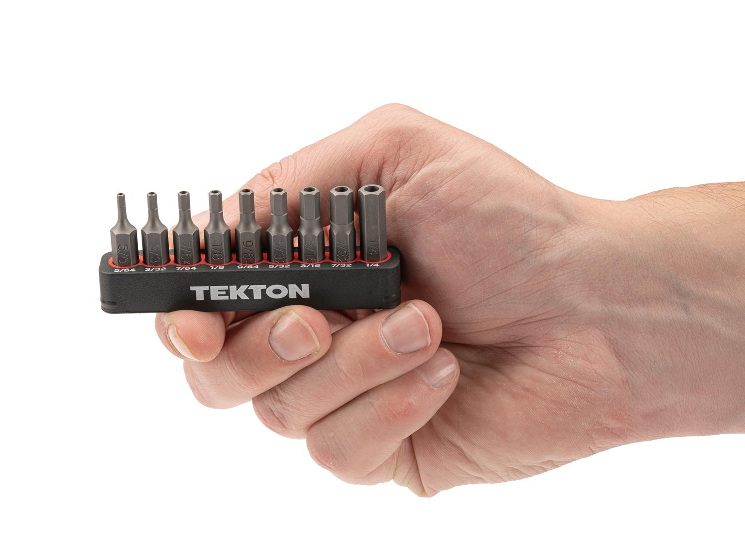 TEKTON DZX93003-T 1/4 Inch Hex Security Bit Set with Rail, 9-Piece (5/64-1/4 in.)