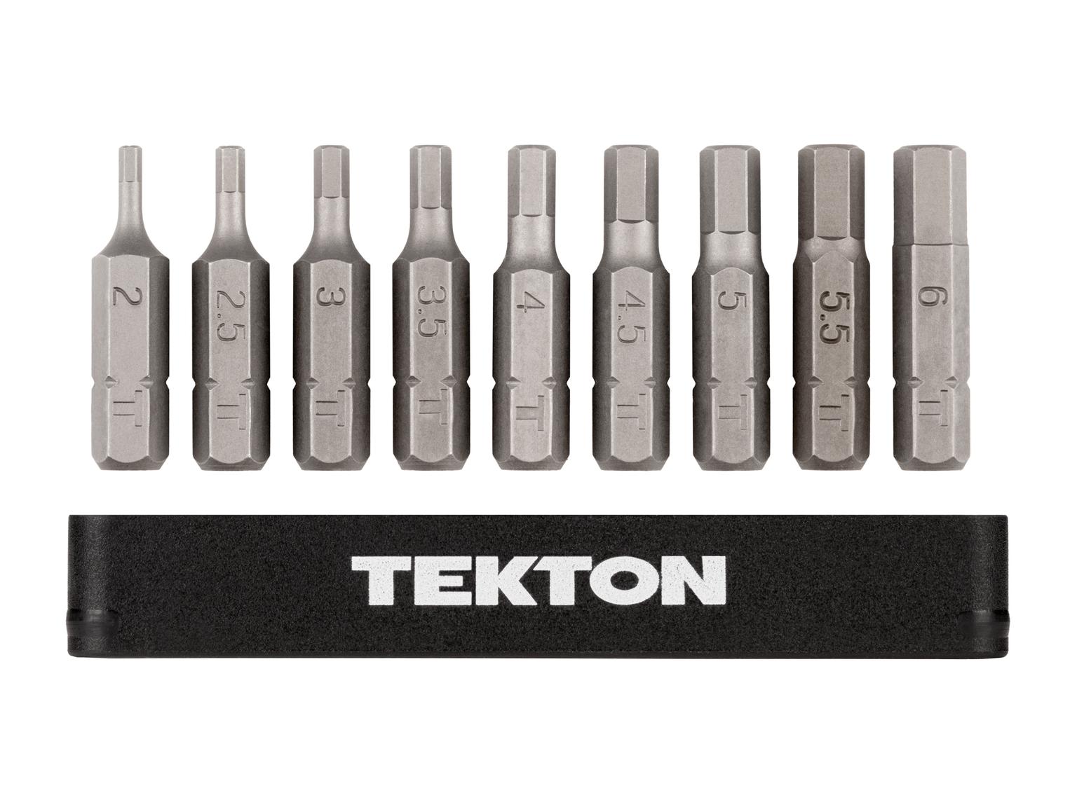 TEKTON DZX93004-T 1/4 Inch Metric Security Hex Bit Set with Rail, 9-Piece (2-6 mm)