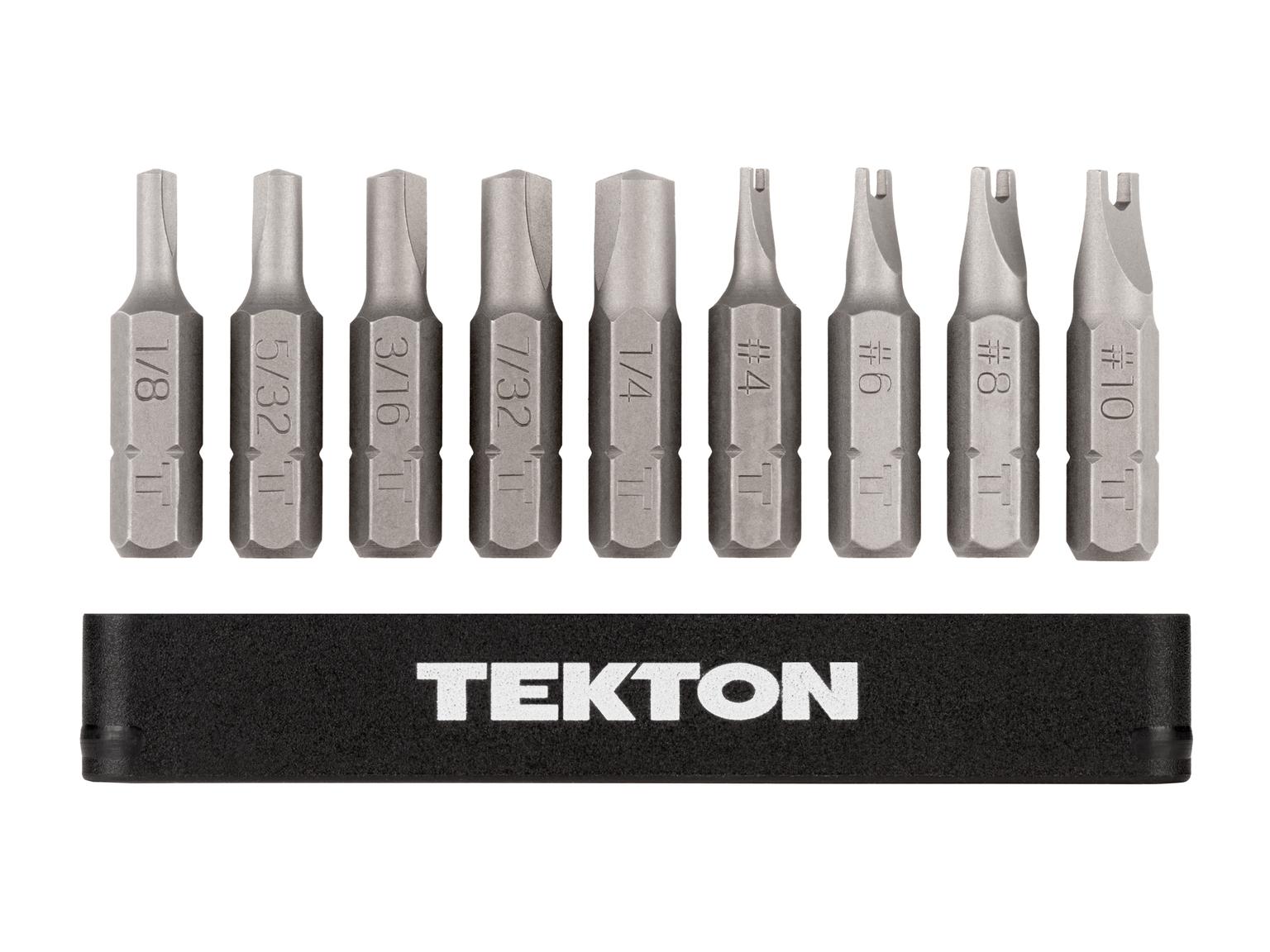 TEKTON DZZ93002-T 1/4 Inch Clutch and Spanner Security Bit Set with Rail, 9-Piece (1/8-1/4 in., #4-#10)