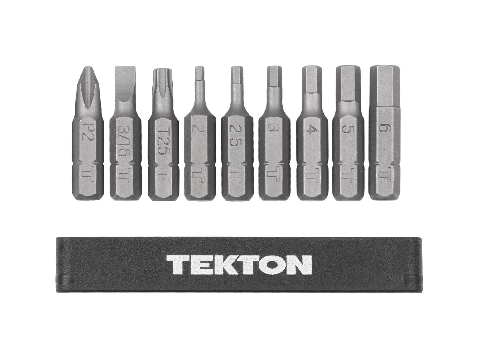 TEKTON DZZ93003-T 1/4 Inch Bicycle Bit Set with Rail, 9-Piece (#2, 3/16 in., T25, 2-6 mm)