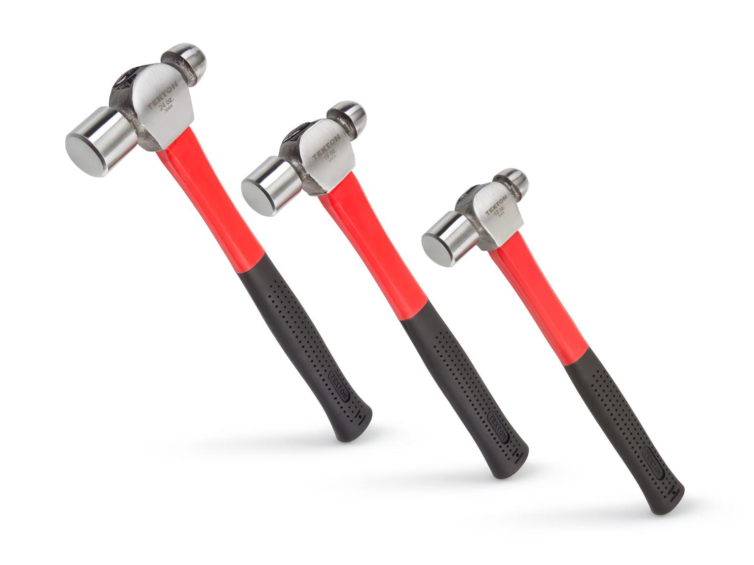 TEKTON HBP95001-T Ball Peen Hammer Set, 3-Piece (12, 16, 24 oz.)