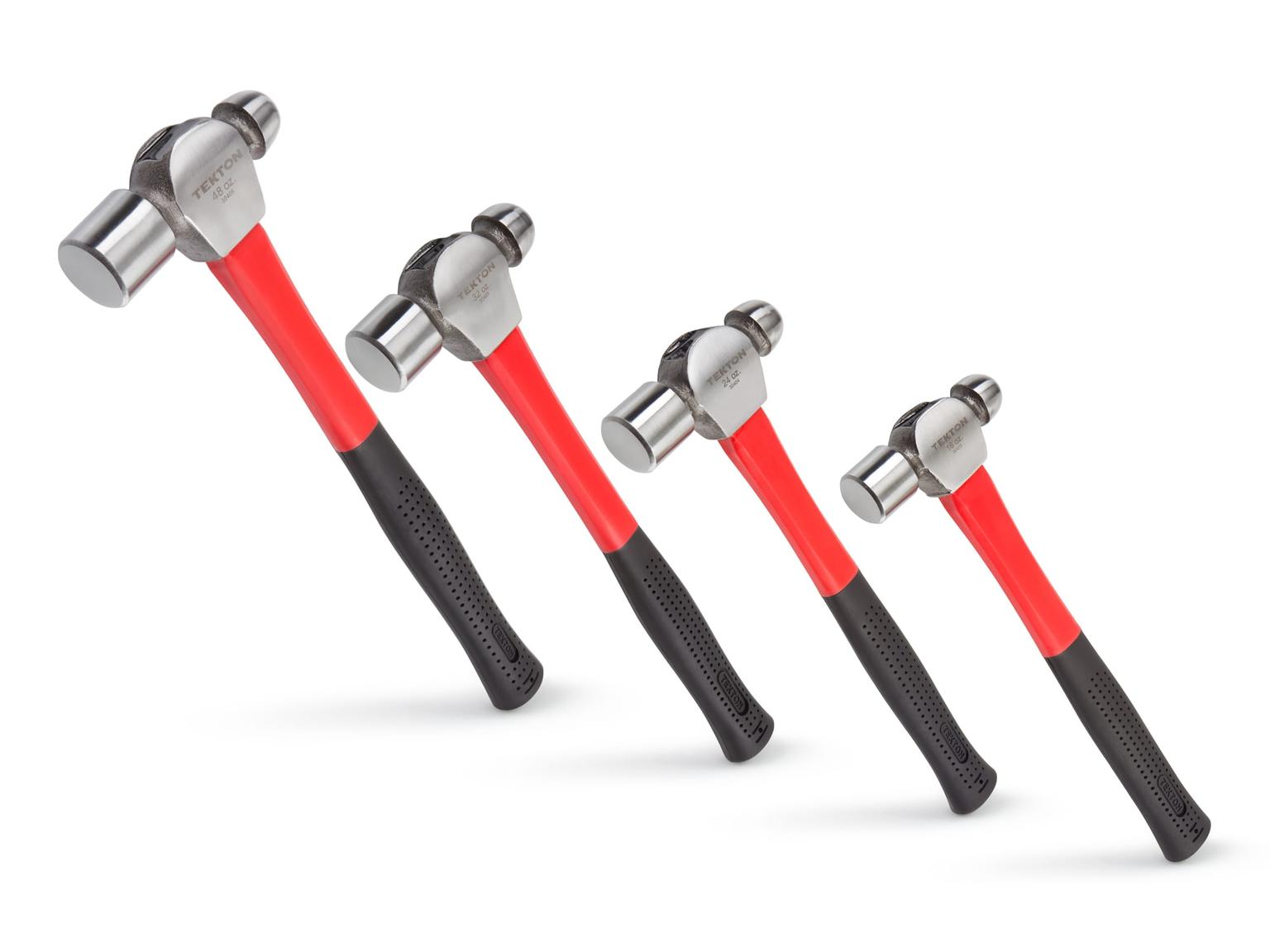 TEKTON HBP95002-T Ball Peen Hammer Set, 4-Piece (16, 24, 36, 48 oz.)