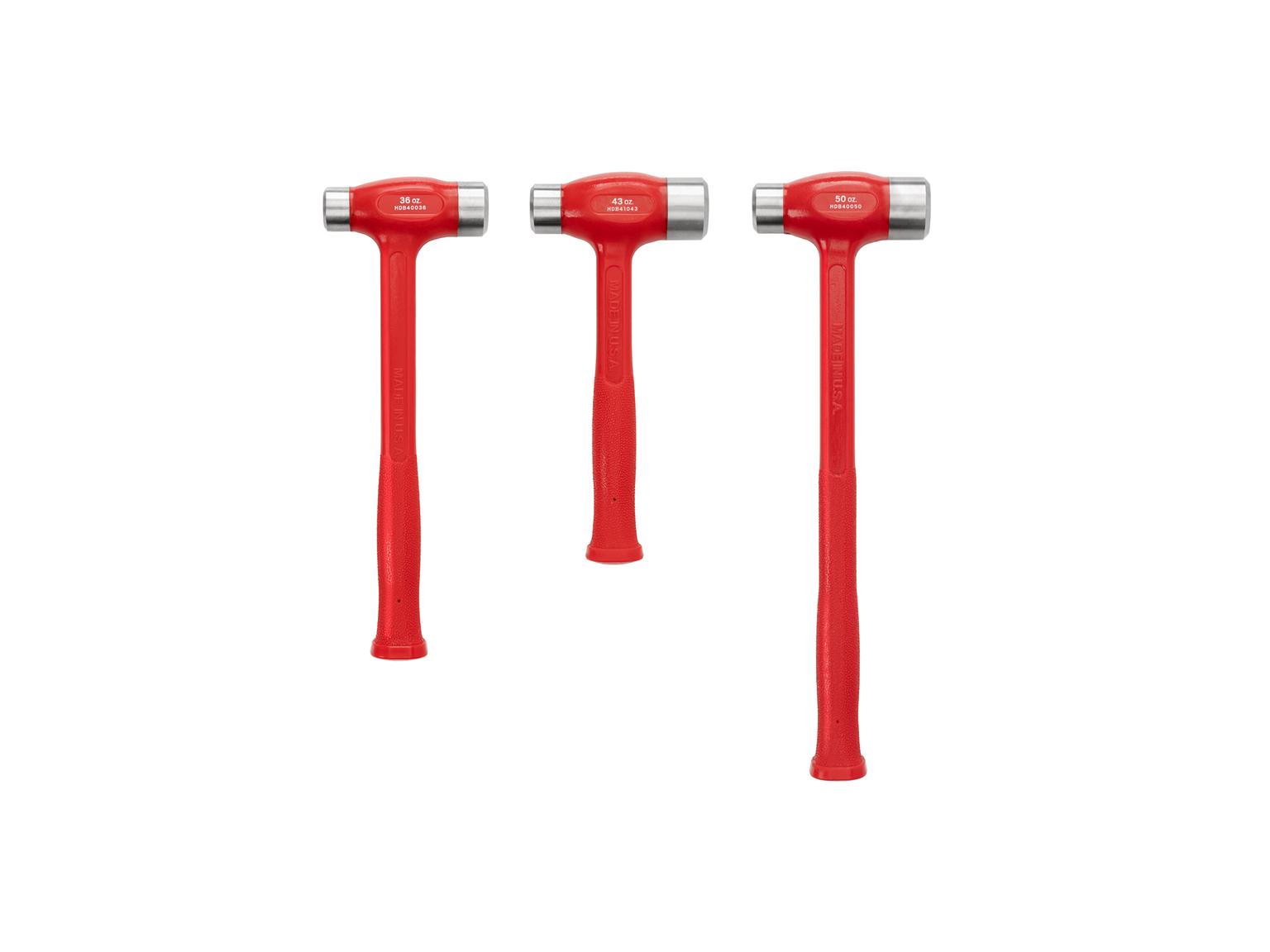 TEKTON HDB94001-T Flat Steel Face Dead Blow Hammer Set, 3-Piece (36, 43, 50 oz.)