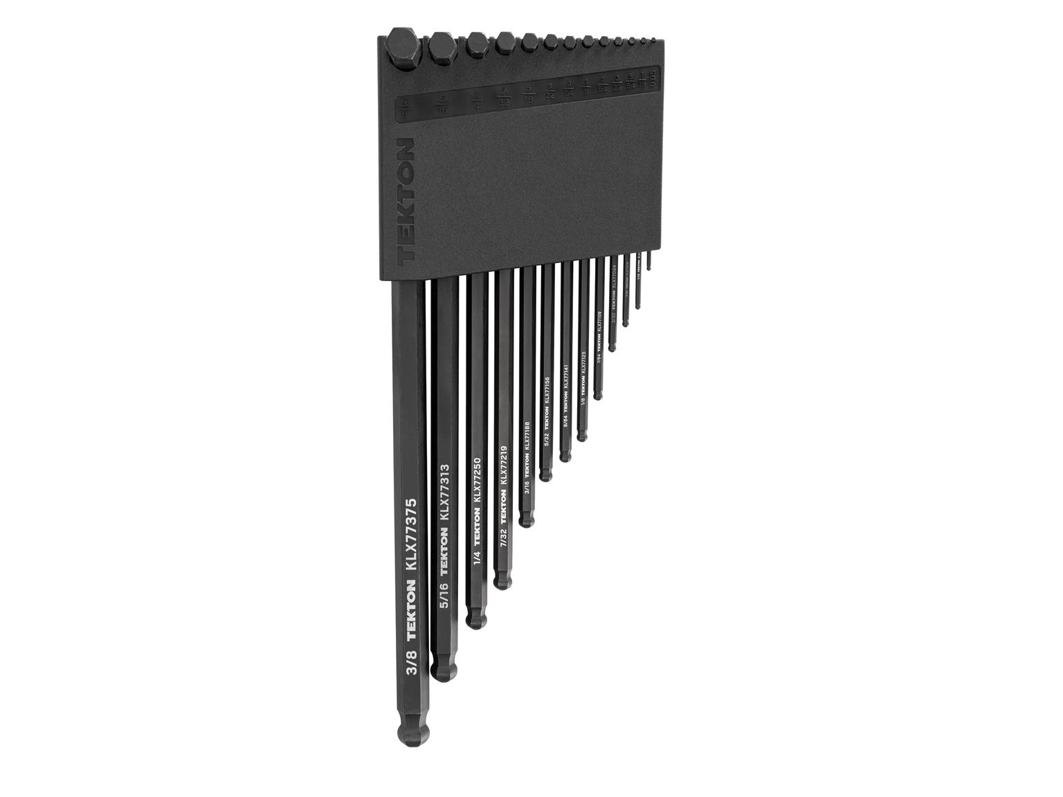 TEKTON KLX91112-D Short Arm Ball End Hex L-Key Set with Holder, 13-Piece (0.050-3/8 in.)