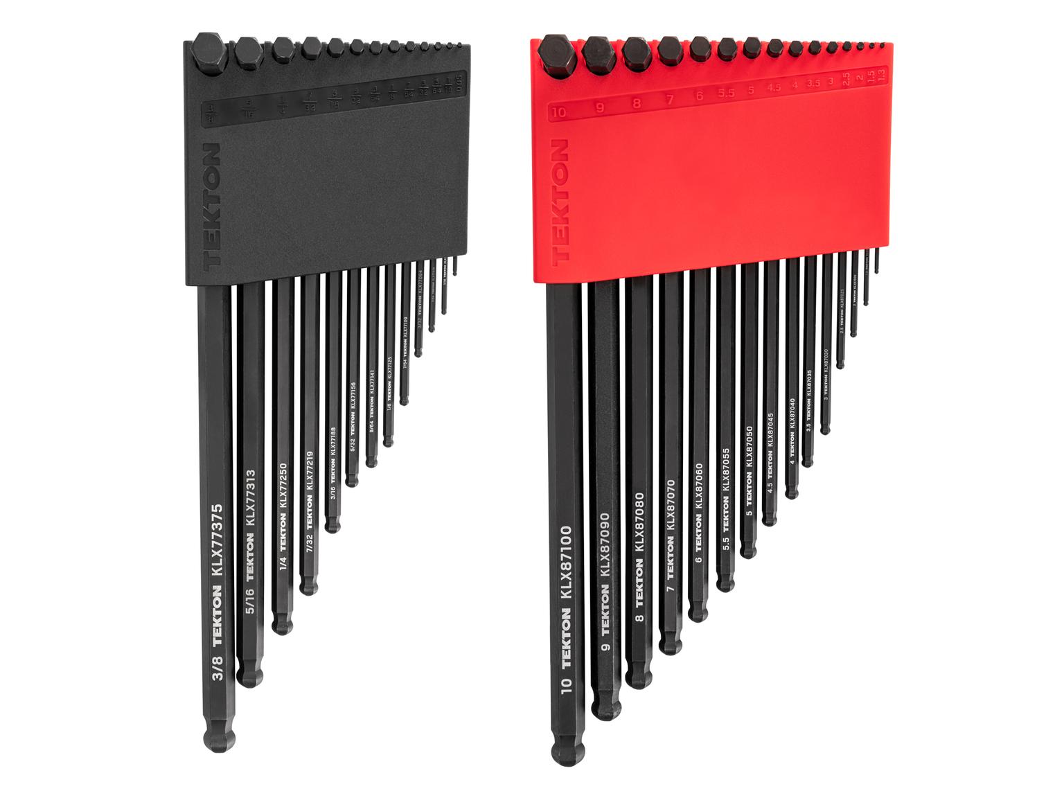 TEKTON KLX91312-D Short Arm Ball End Hex L-Key Set with Holder, 28-Piece (0.050-3/8 in., 1.3-10 mm)