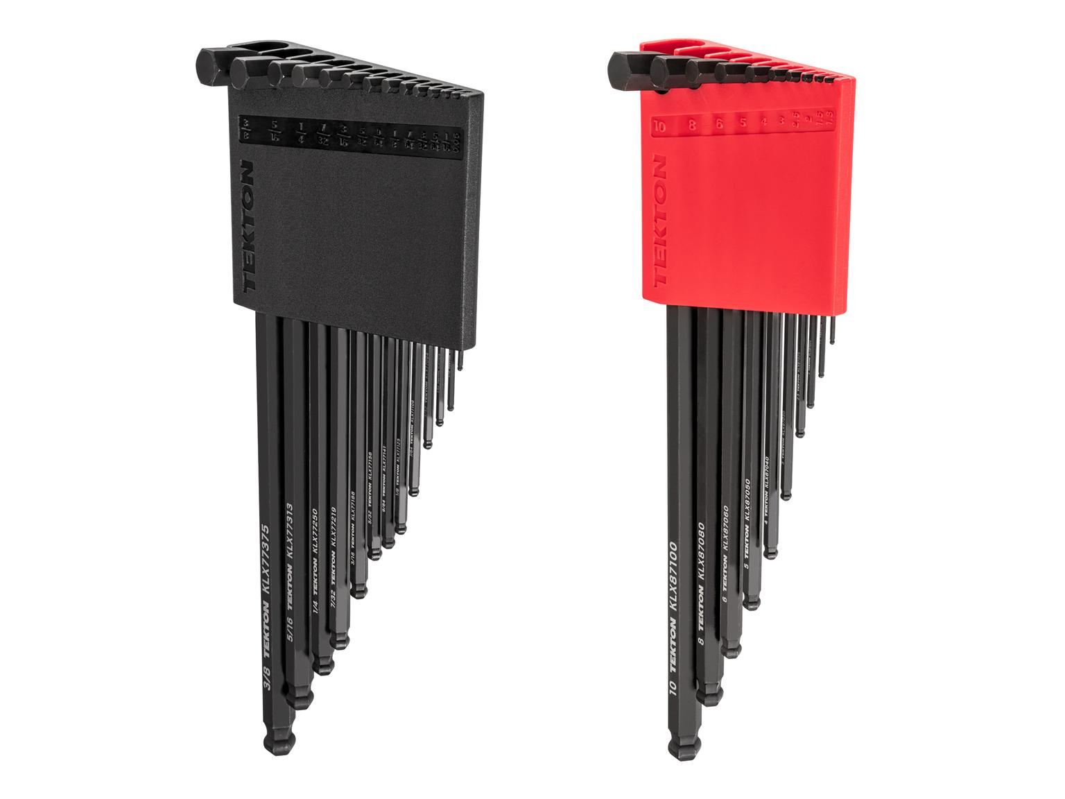 TEKTON KLX91313-T Short Arm Ball End Hex L-Key Set with Holder, 23-Piece (0.050-3/8 in., 1.3-10 mm)