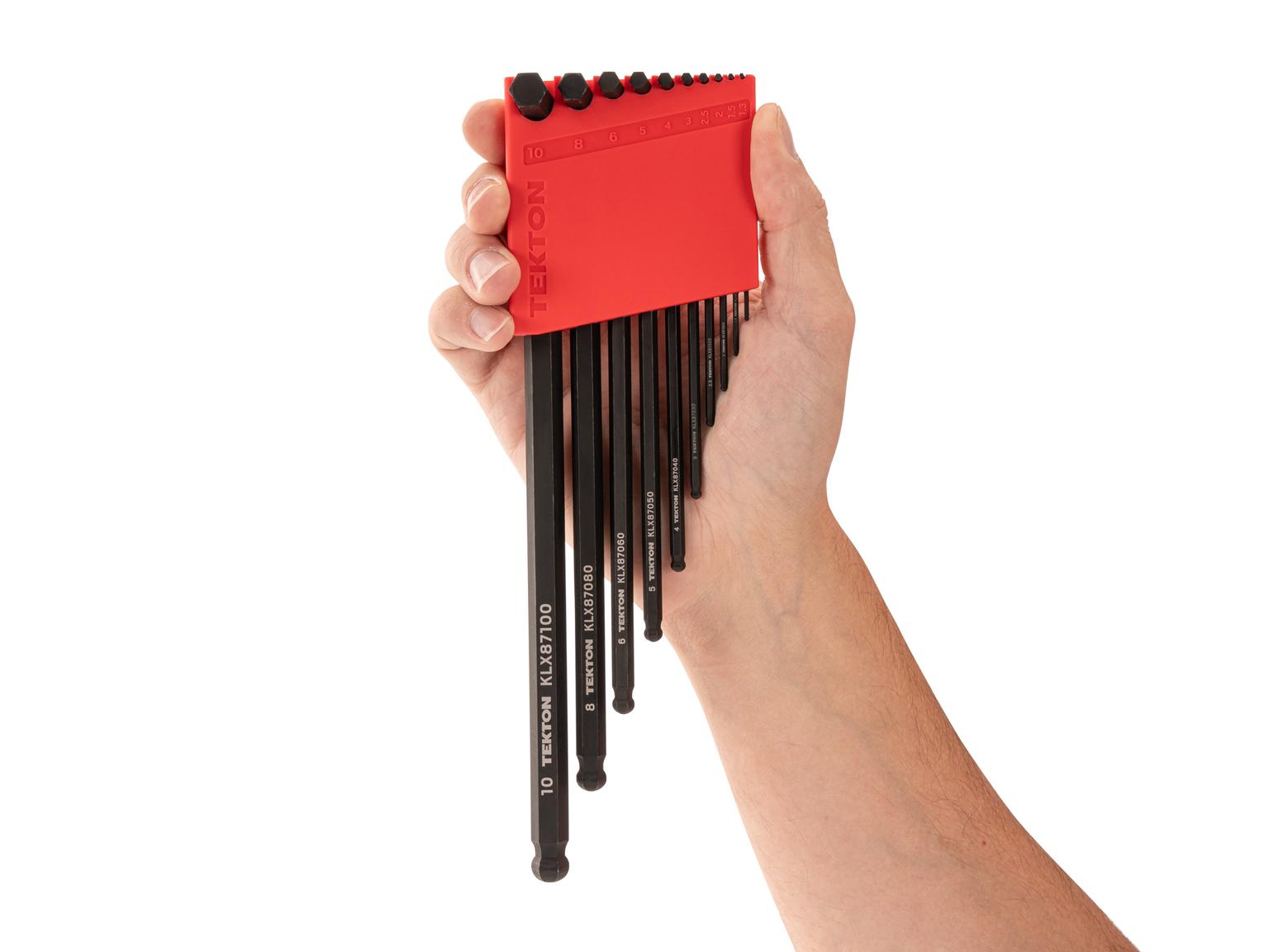 TEKTON KLX91313-T Short Arm Ball End Hex L-Key Set with Holder, 23-Piece (0.050-3/8 in., 1.3-10 mm)