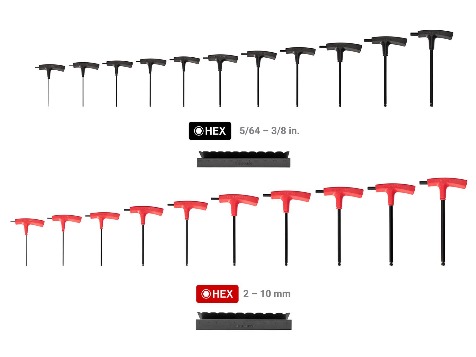 TEKTON KTX92301-T Ball End Hex T-Handle Key Set with Stand, 21-Piece (5/64-3/8 in., 2-10 mm)