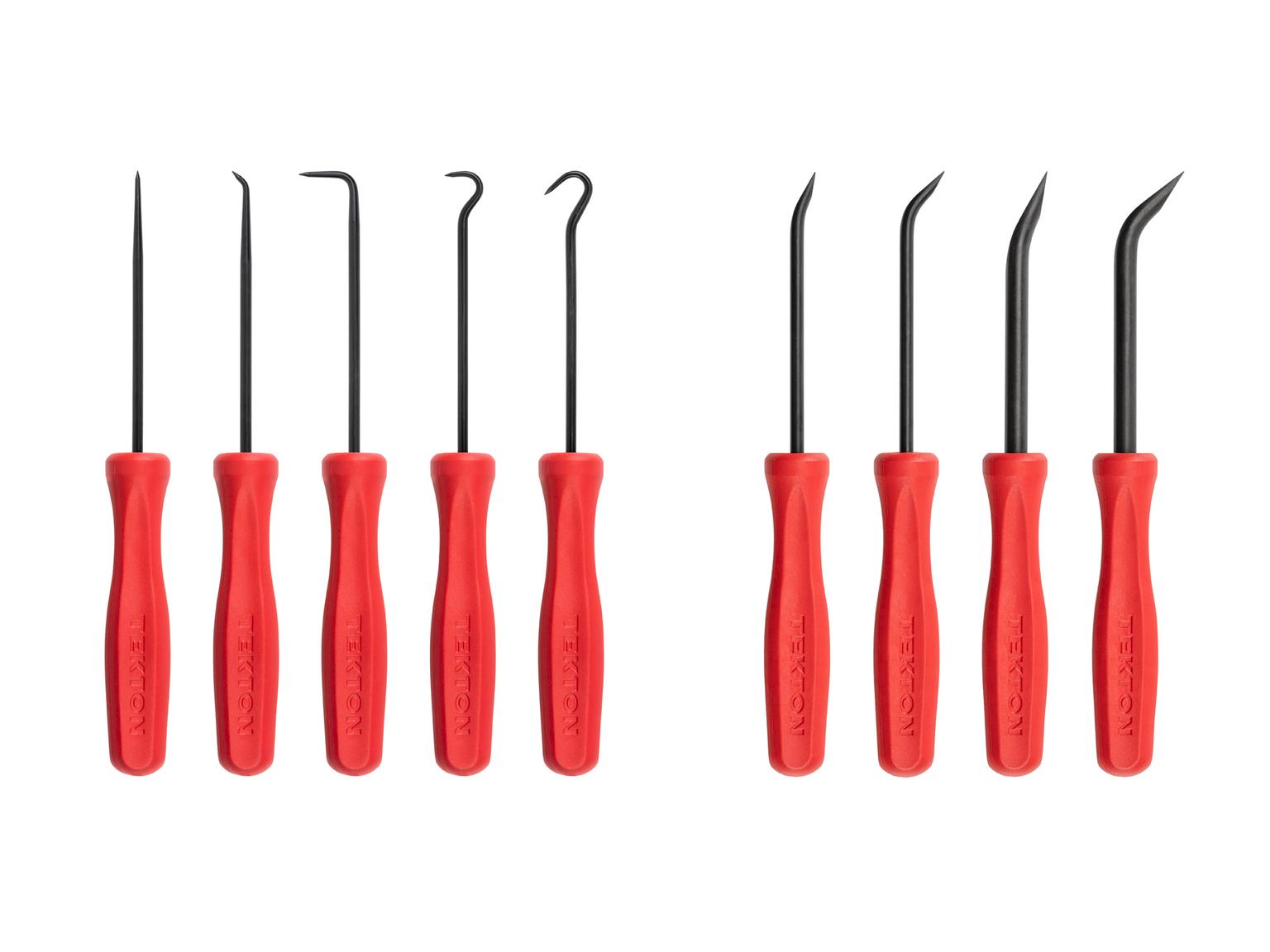 TEKTON LVR10001-T Pick, Hook, and Mini Pry Bar Set (9-Piece)