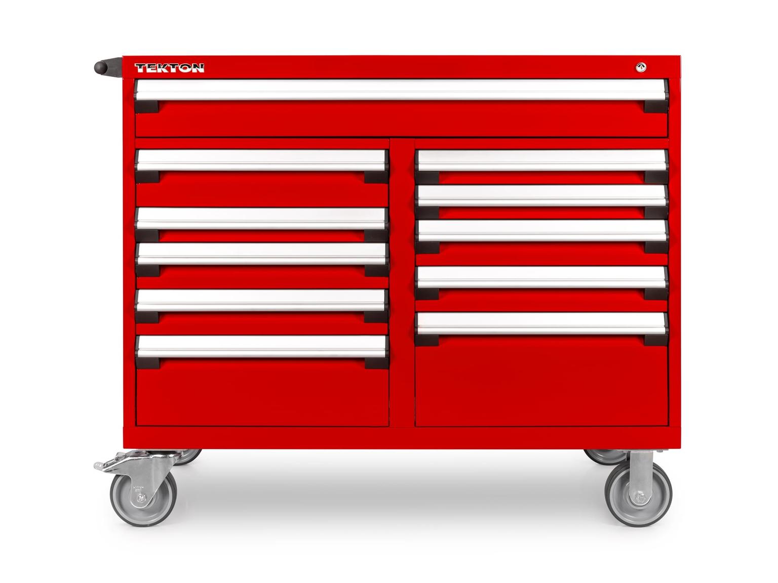 TEKTON OCL43201-T 11-Drawer 50/50 Split Bank Tool Cabinet, Red (48 W x 27 D x 41.5 H in.)
