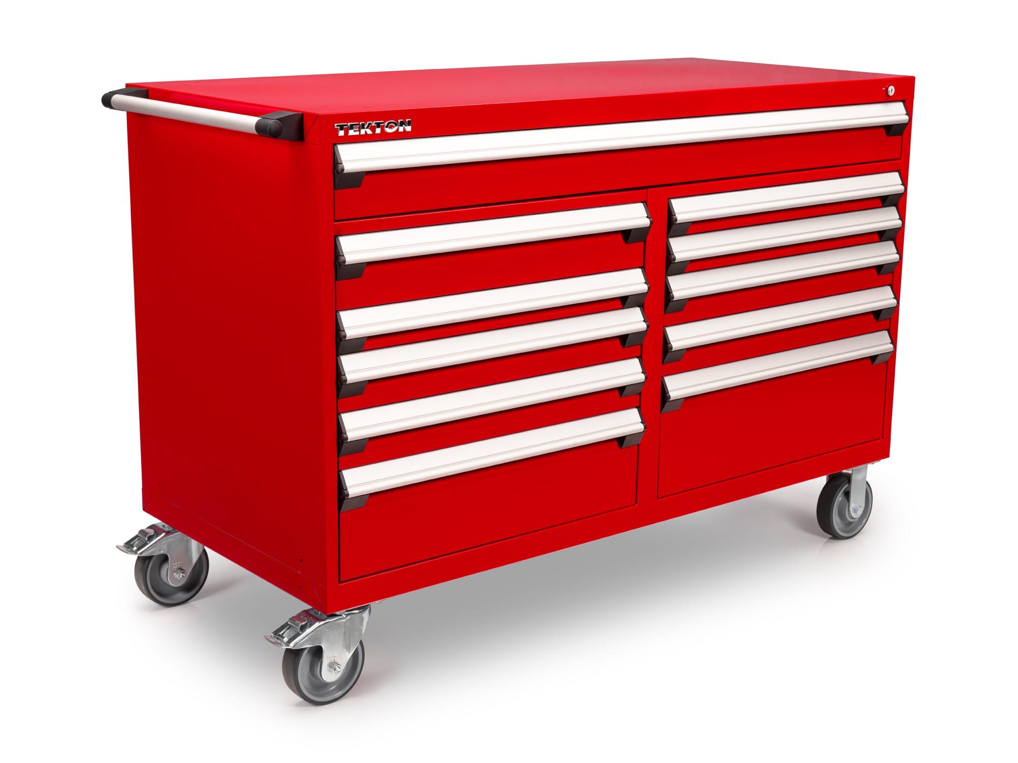 TEKTON OCL63201-T 11-Drawer 50/50 Split Bank Tool Cabinet, Red (60 W x 27 D x 41.5 H in.)