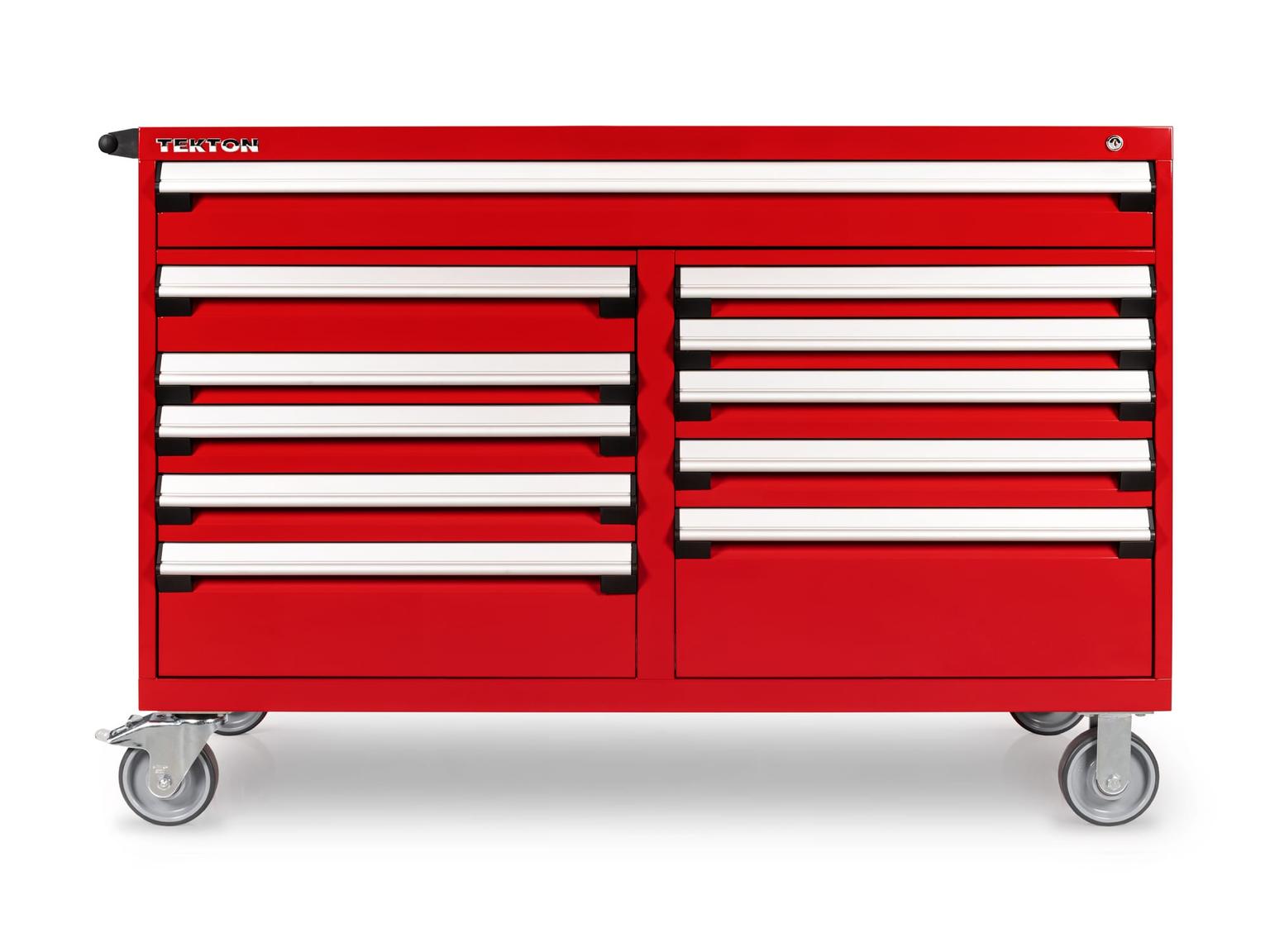 TEKTON OCL63201-T 11-Drawer 50/50 Split Bank Tool Cabinet, Red (60 W x 27 D x 41.5 H in.)