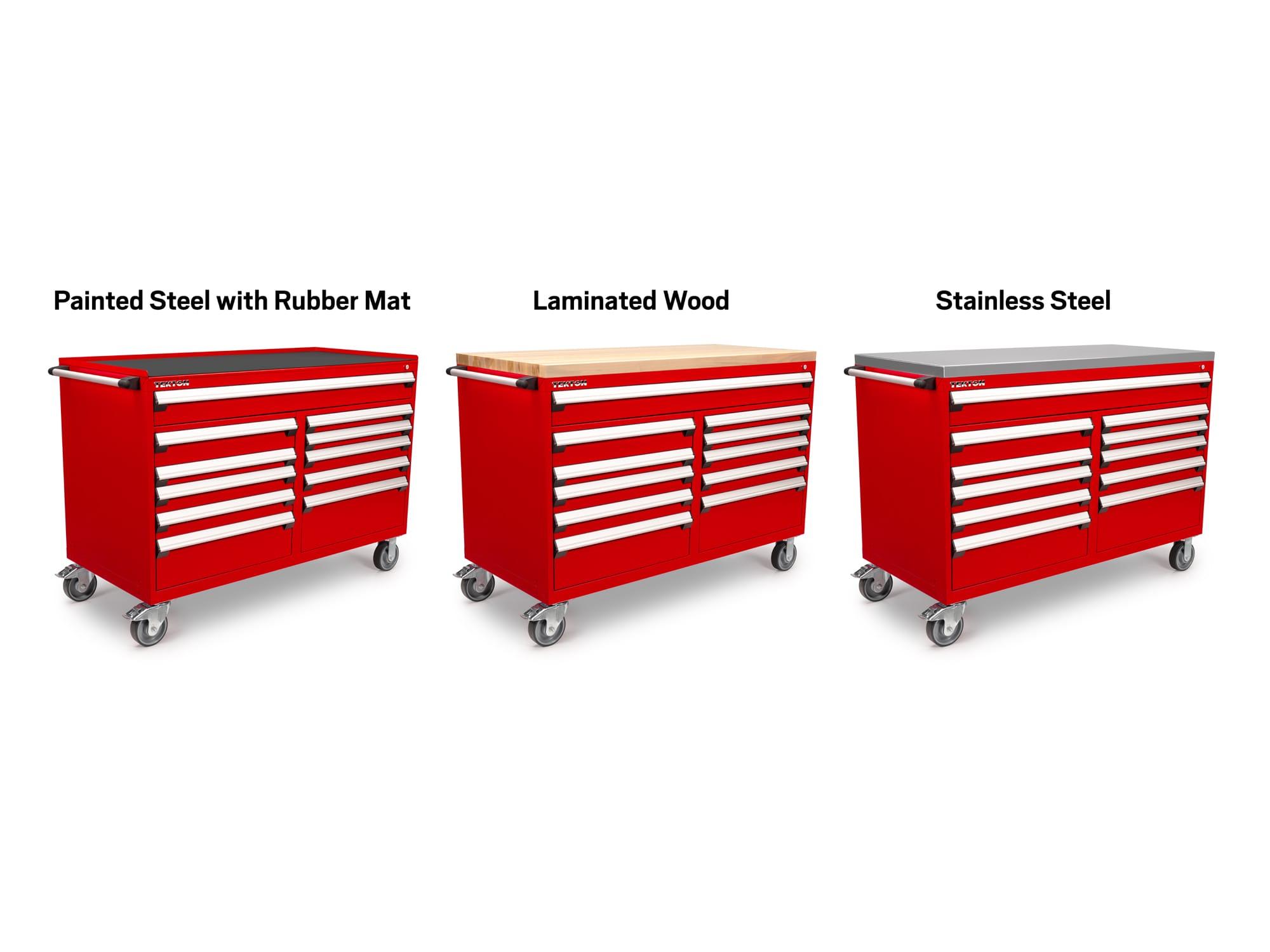 TEKTON OCL63201-T 11-Drawer 50/50 Split Bank Tool Cabinet, Red (60 W x 27 D x 41.5 H in.)