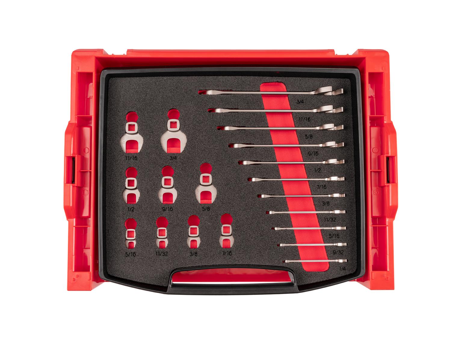 Angle Head and Crowfoot Wrench Set, 20-Piece (Open Top Drawer and Rack)