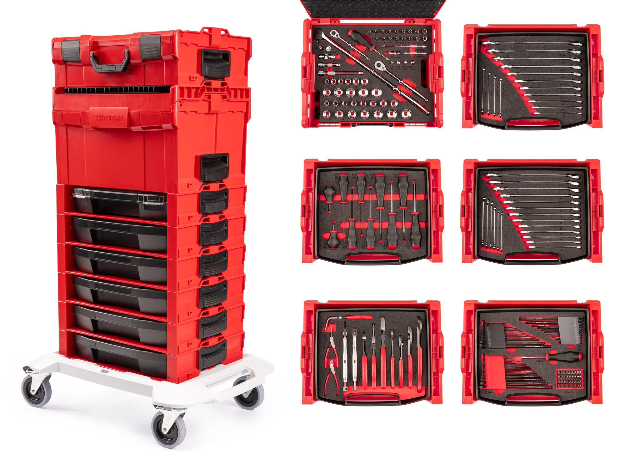 TEKTON OLB99901-T 239-Piece Tool Set in Modular Stacking Tool Cart (6-Drawer)