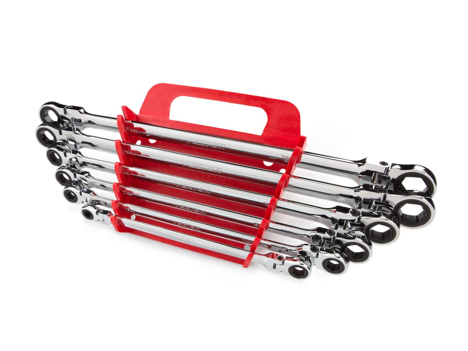 TEKTON ORG23206-T 6-Tool Long Ratcheting Box End Wrench Holder (Red)