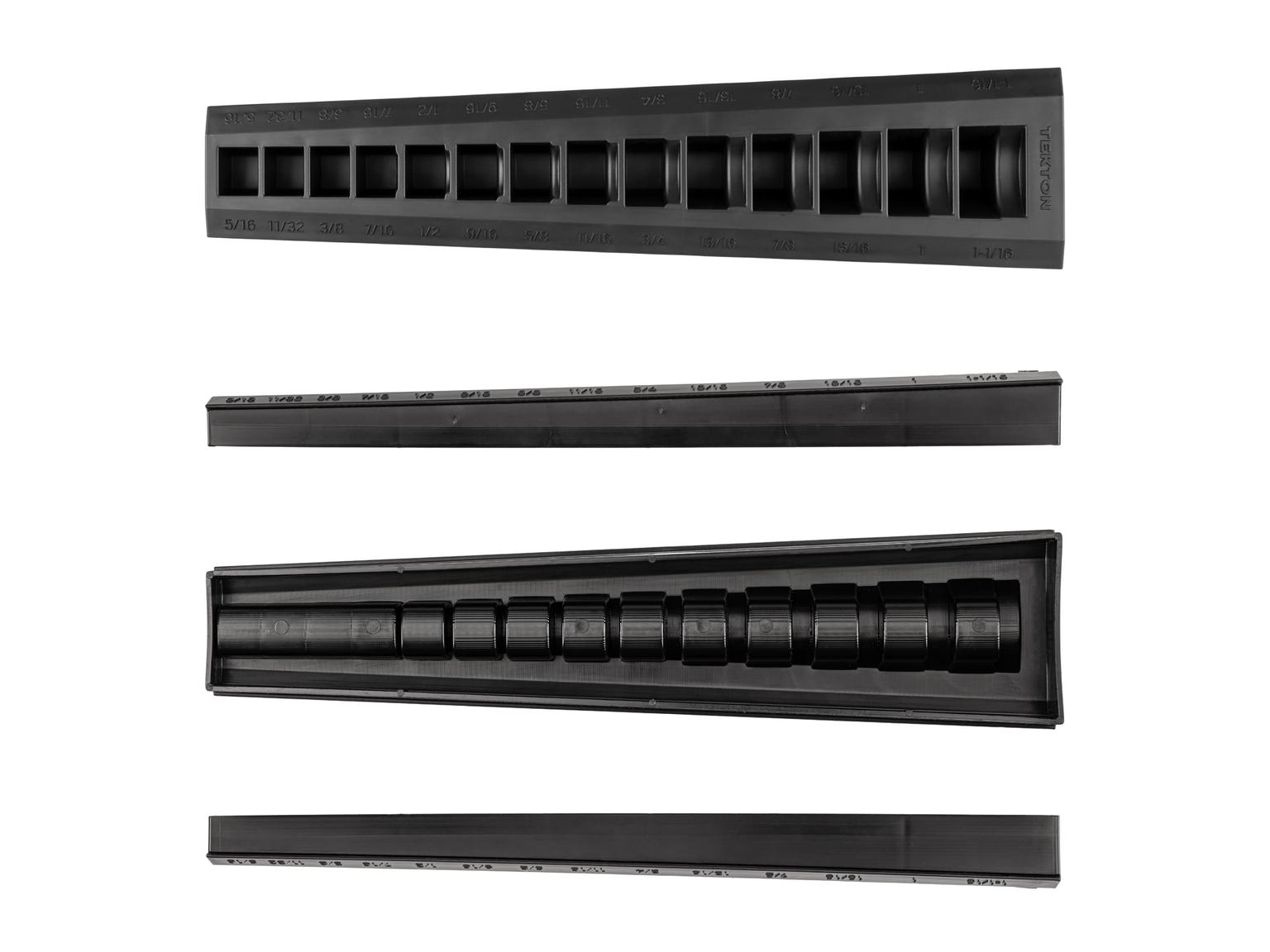 TEKTON ORG25114-T 14-Tool 3/8 Inch Drive Flare Nut Crowfoot Wrench Organizer Rack, Black (5/16 - 1-1/16 in.)